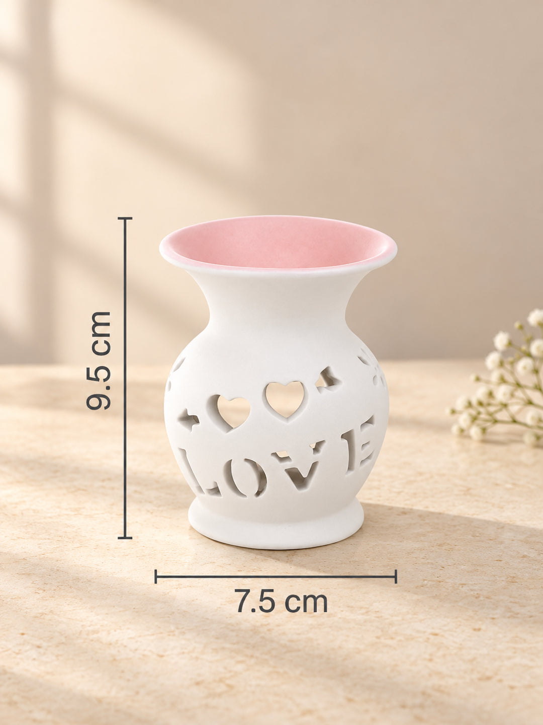 Pink LOVE Cutout Ceramic Oil Burner Tealight Aroma Diffuser