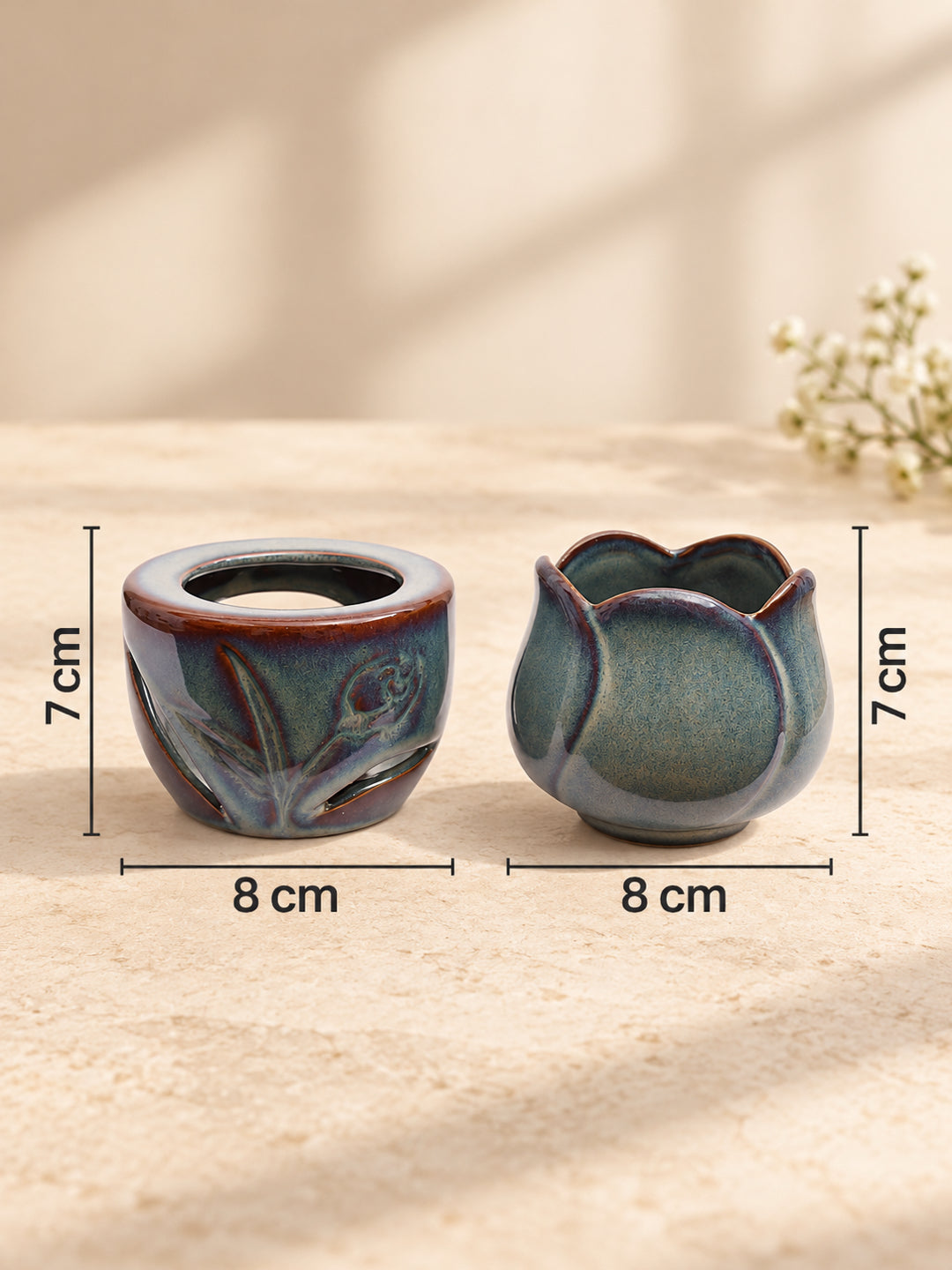 Artisanal Glazed Floral Ceramic Essential Oil Diffuser Luxury Ornament
