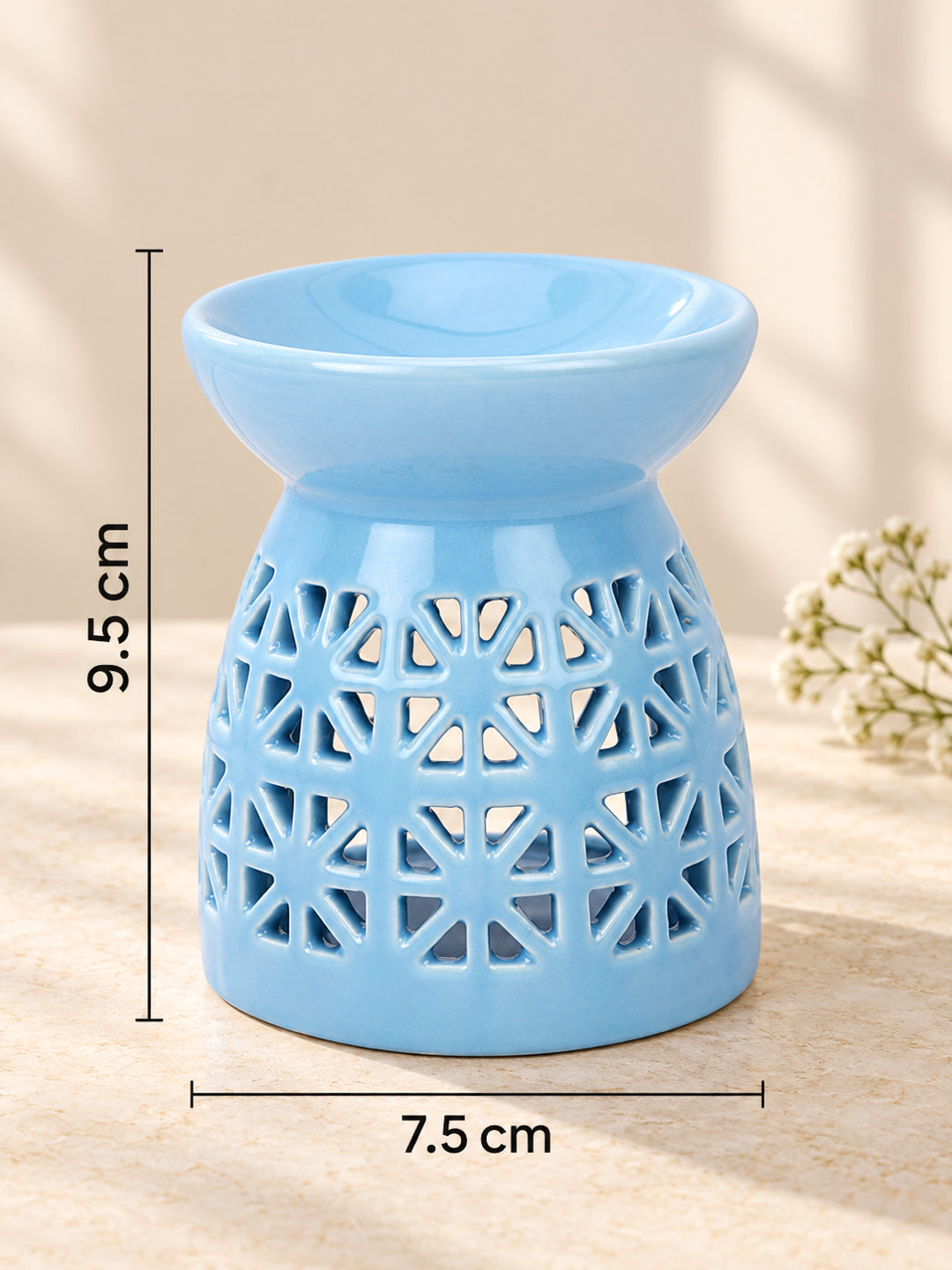 Artisanal Sky Blue Ceramic Oil Burner For Sophisticated Homes