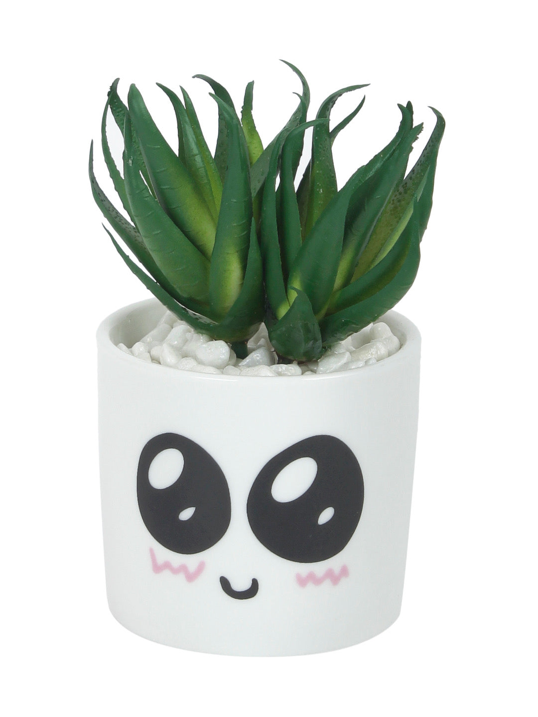 Set of 3 Green Succulent Plant With White Pots - Default Title (APL20172H_3)