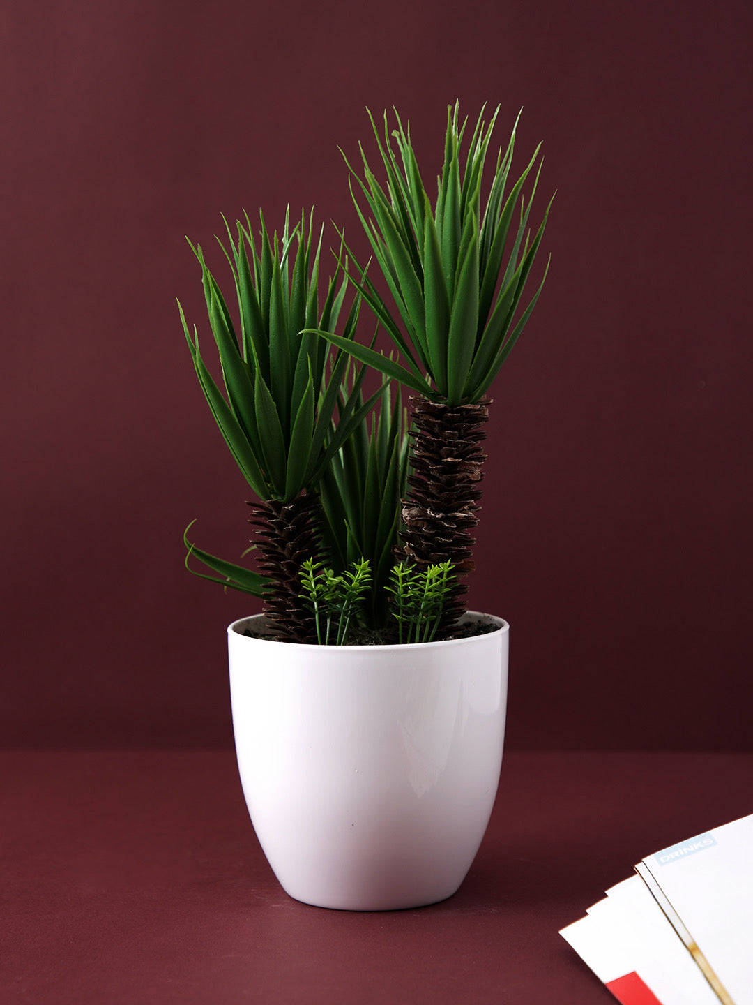 Green Plastic Artificial Plant with ABS Plastic Pot - Default Title (APL22279)