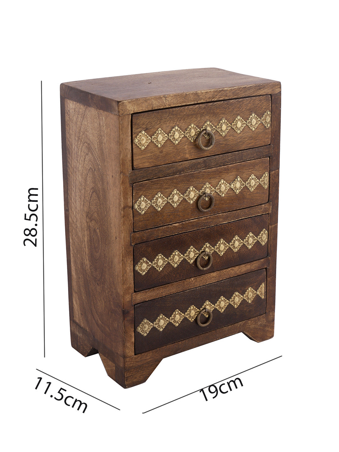 Rustic Wooden Chest of 4 Drawer - Default Title (BOXJM22118)