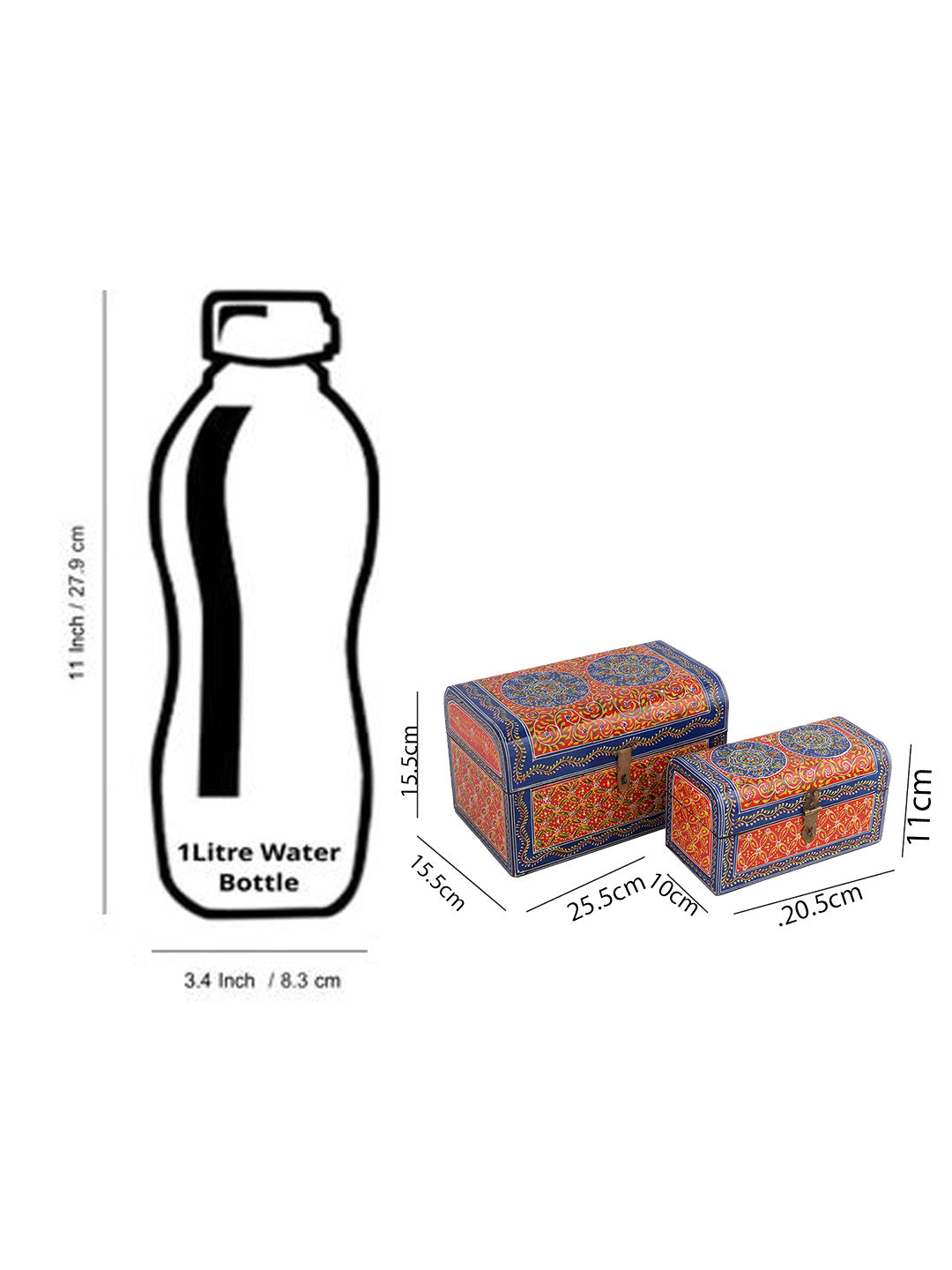 Set of 2 Handpainted Multi-utility Storage Box - Default Title (BOXJM2234_2)