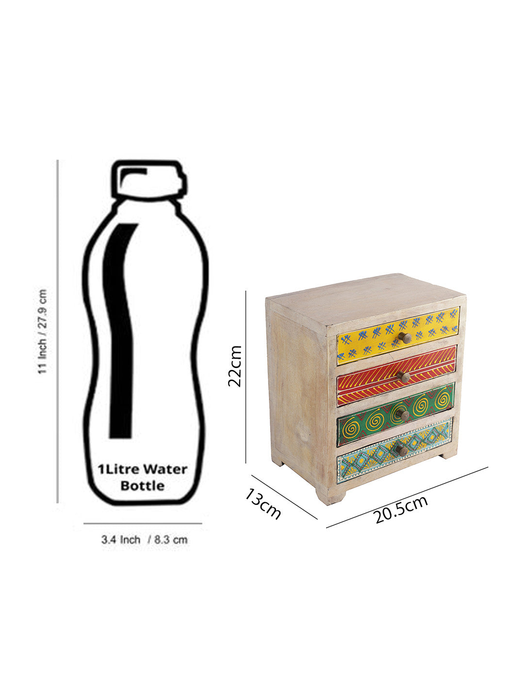 Multicolor Handpainted Chest Drawer - Default Title (BOXJM2237)