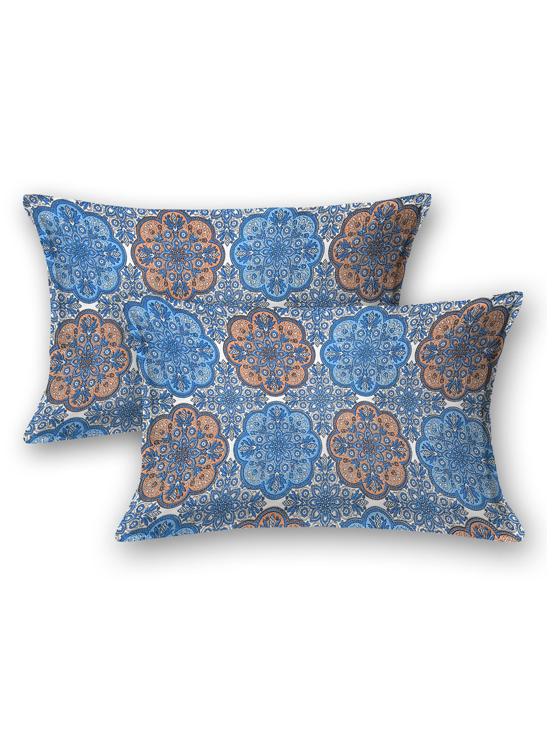 Jodhpur Blue Mirage Cotton Double Bedsheet with 2 Pillow Covers