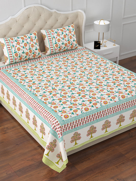 Colorful Horizon Cotton Double Bedsheet with 2 Pillow Covers