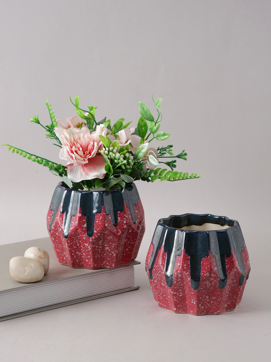 Asymmetrical Ceramic Planter Set of 2 - Default Title (CERM22120_2)