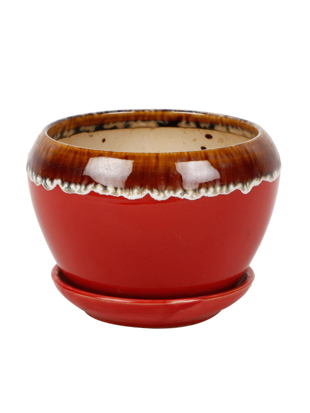 Glazed Ceramic Red Planter - Default Title (CH20116C)