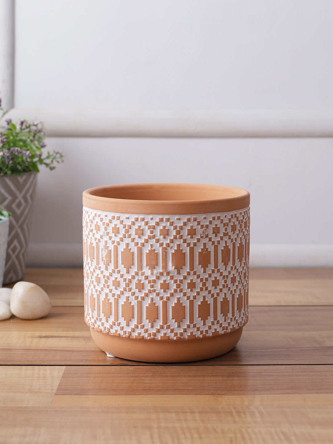 Orange and white unique design planter - Default Title (CH210047)