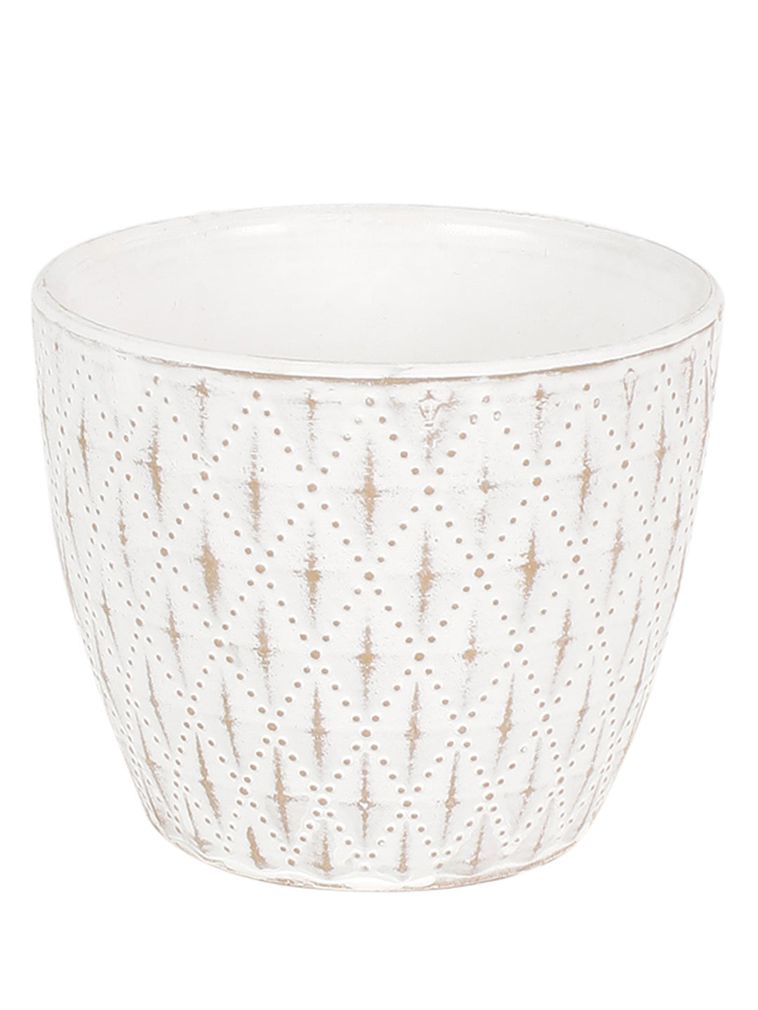 White Ceramic Golden Patterned Pot - Default Title (CH210067)