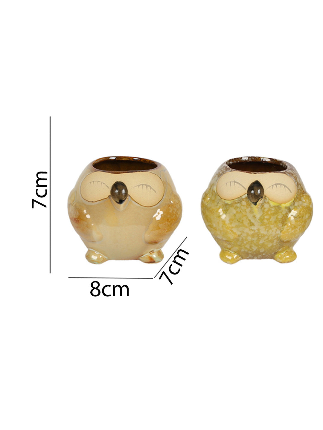 Multicolor Owl Design Ceramic Pot - Set of 3 - Default Title (CH22389B_3_NEW)