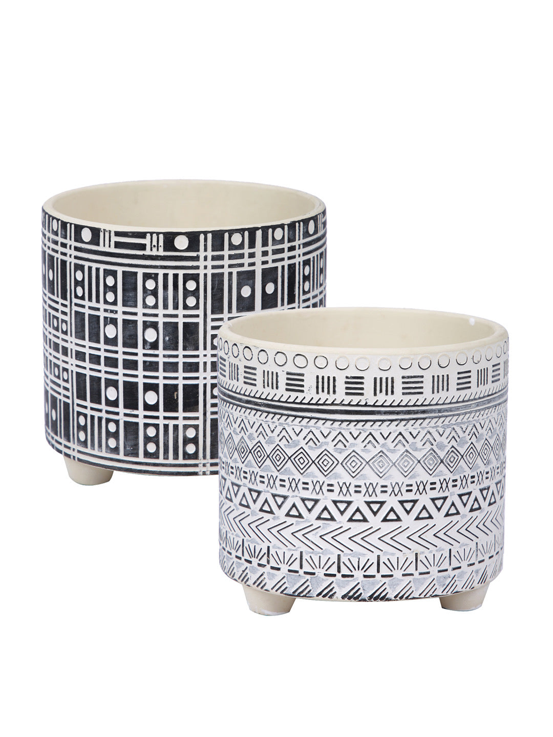 Set of 2 Geometric Design Planter Pot - Default Title (CHC22373B_2)