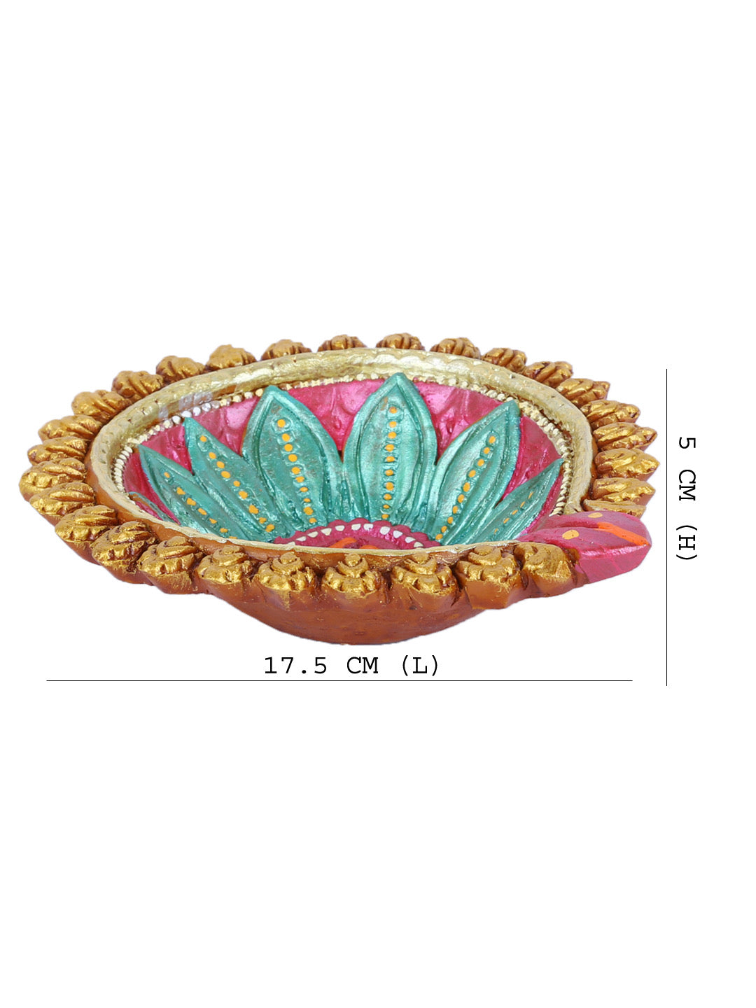 Aapno Rajasthan Floral design Multicolor Terracotta Handcrafted Diya for Diwali - 1 pc - Default Title (DD1824)