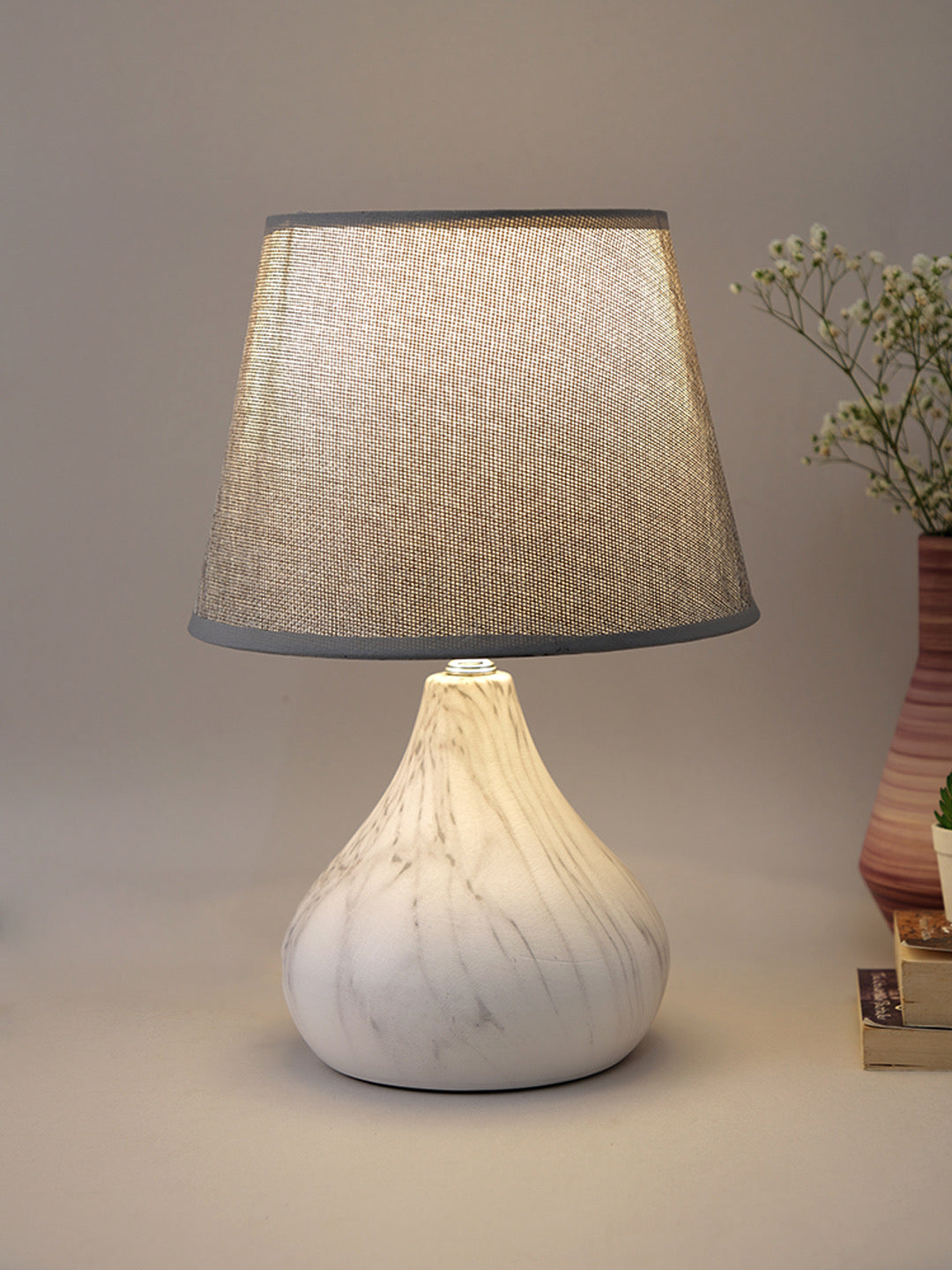 Marble Finish Bottle Style Ceramic Table Lamp - Default Title (LAM22103)