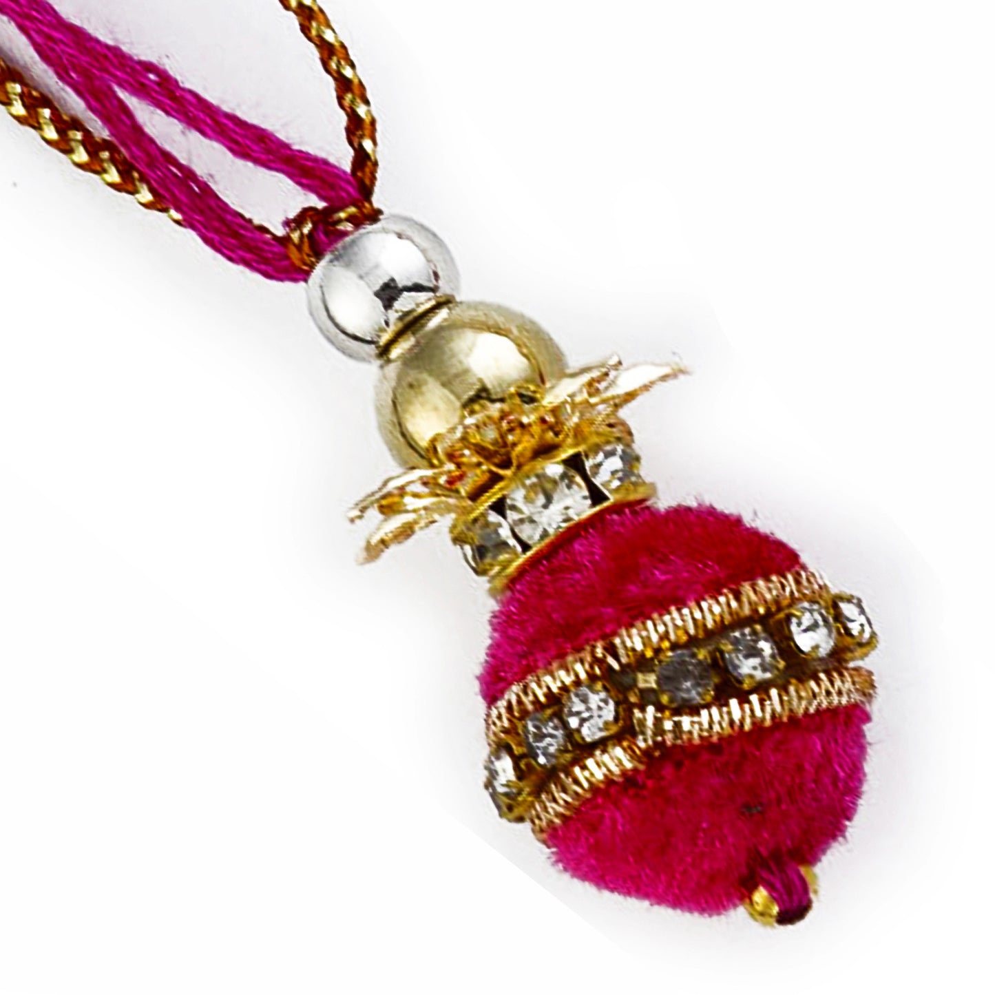 Aapno Rajasthan Pink Fur Finish CZ studded Lumba Rakhi - Default Title (LM171168)