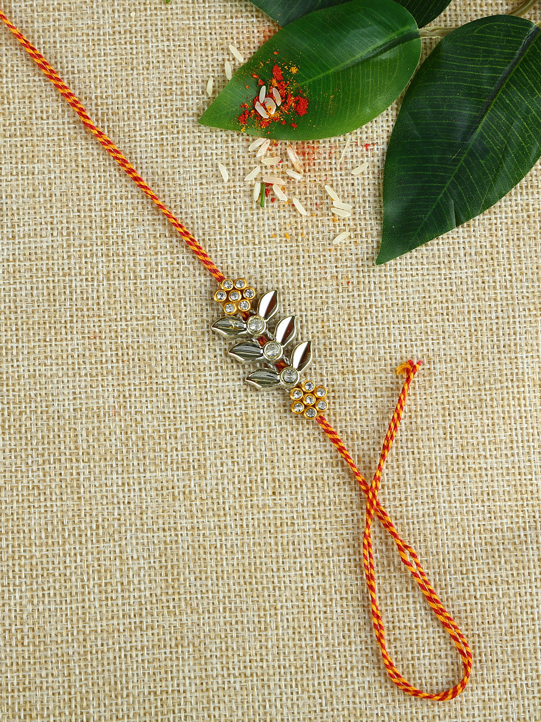 Thin Mauli Thread Handcrafted Rakhi with Beads - Default Title (PRS21015)