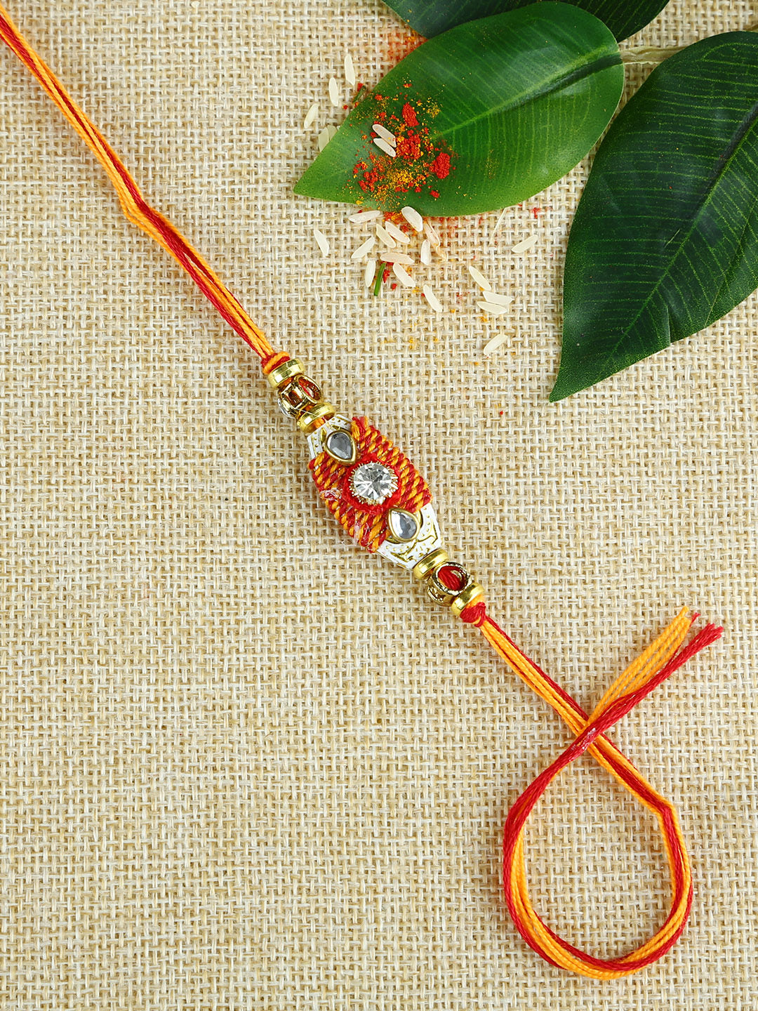 Traditional Rakhi Handcrafted from Mauli and Beads - Default Title (PRS21029)