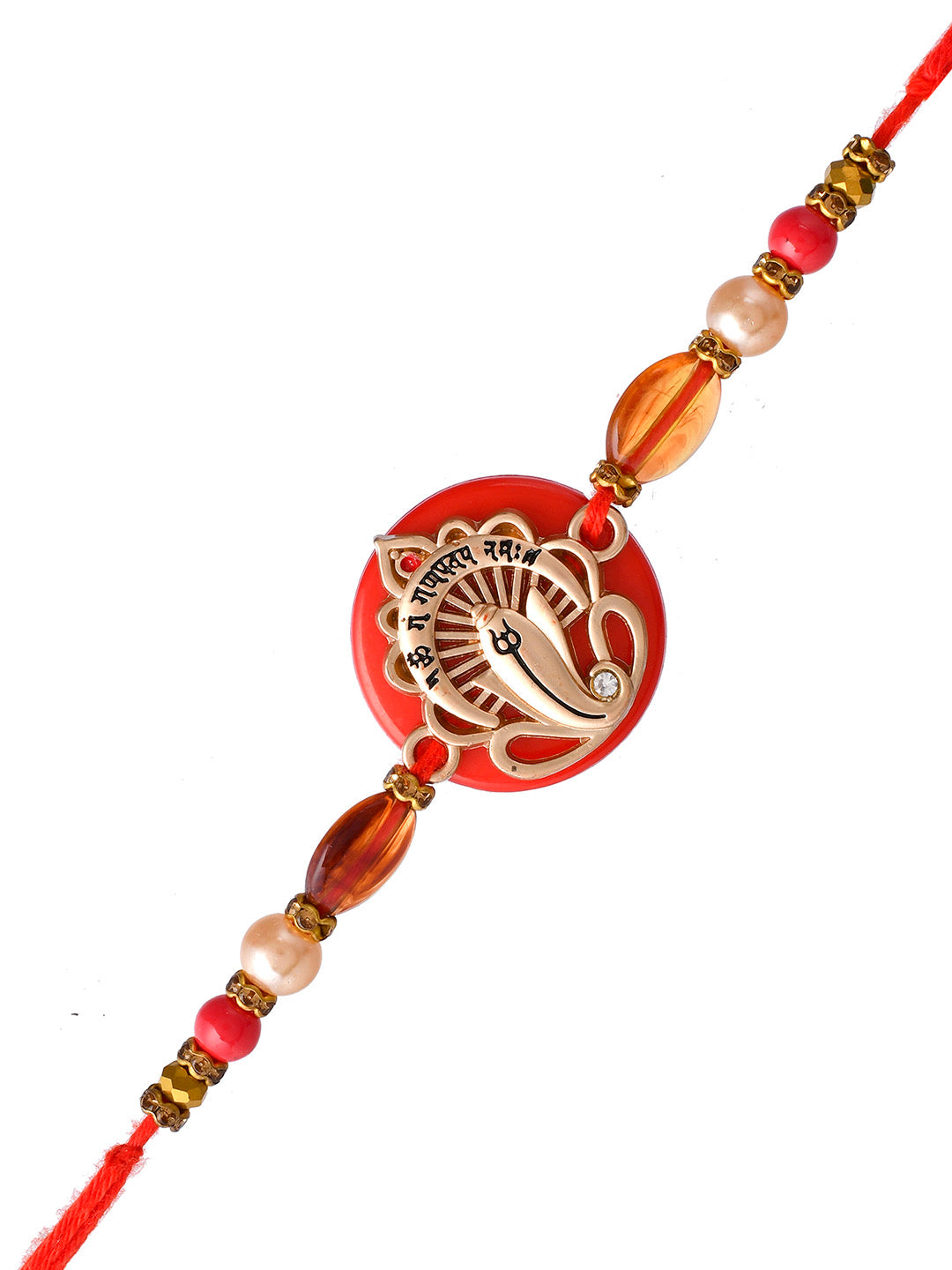 Resin-Based Ganesha Engraved Metal Rakhi - Only Rakhi (PRS23125)