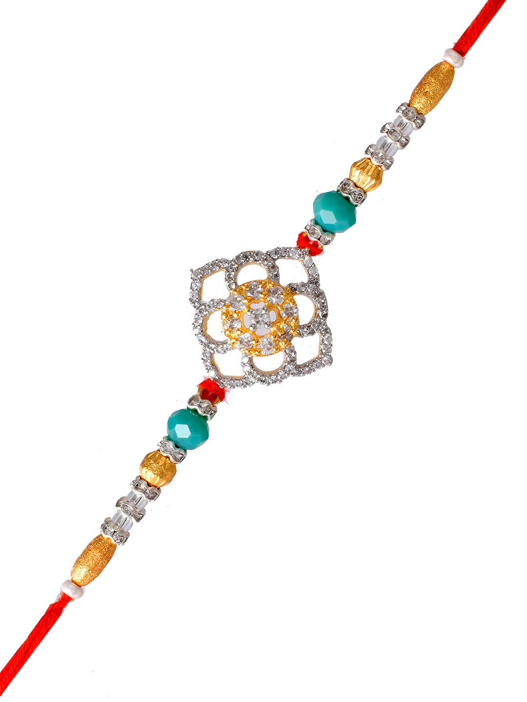 Swarowski Studded Floral Patterned Beaded Rakhi - Only Rakhi (PRS23147)