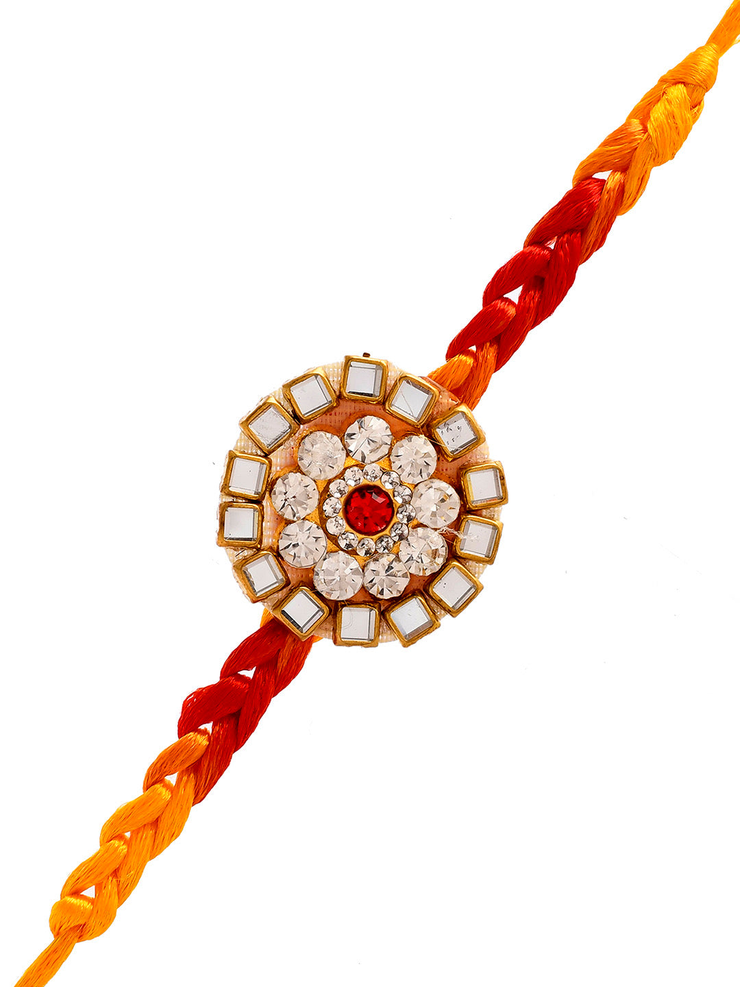 Multi-Embellished Flower Patterned Ombre Rakhi - Only Rakhi (PRS2362)
