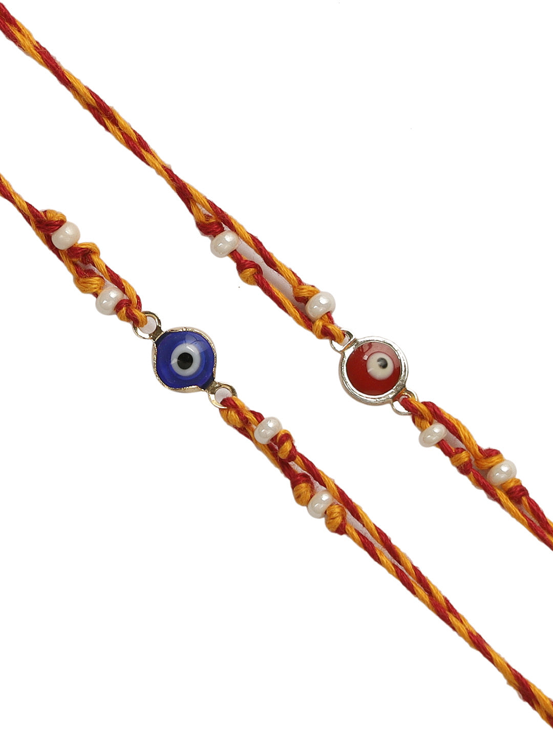 Blue and Red Evil Eye Rakhi Set of Two - Only Rakhi (PST22603_2)