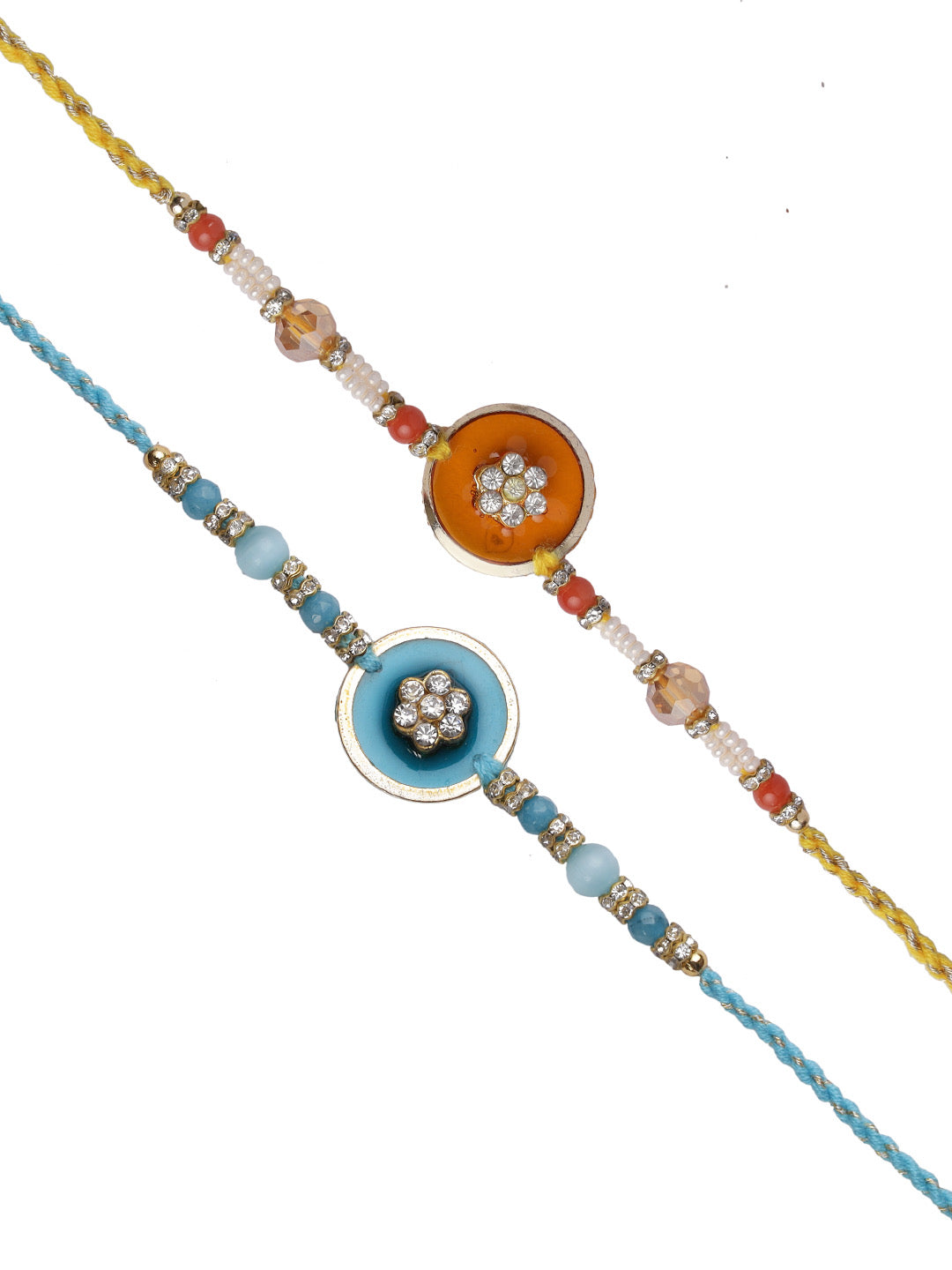 Diamond Flower Rakhi Set of Two - Only Rakhi (PST22625_2)