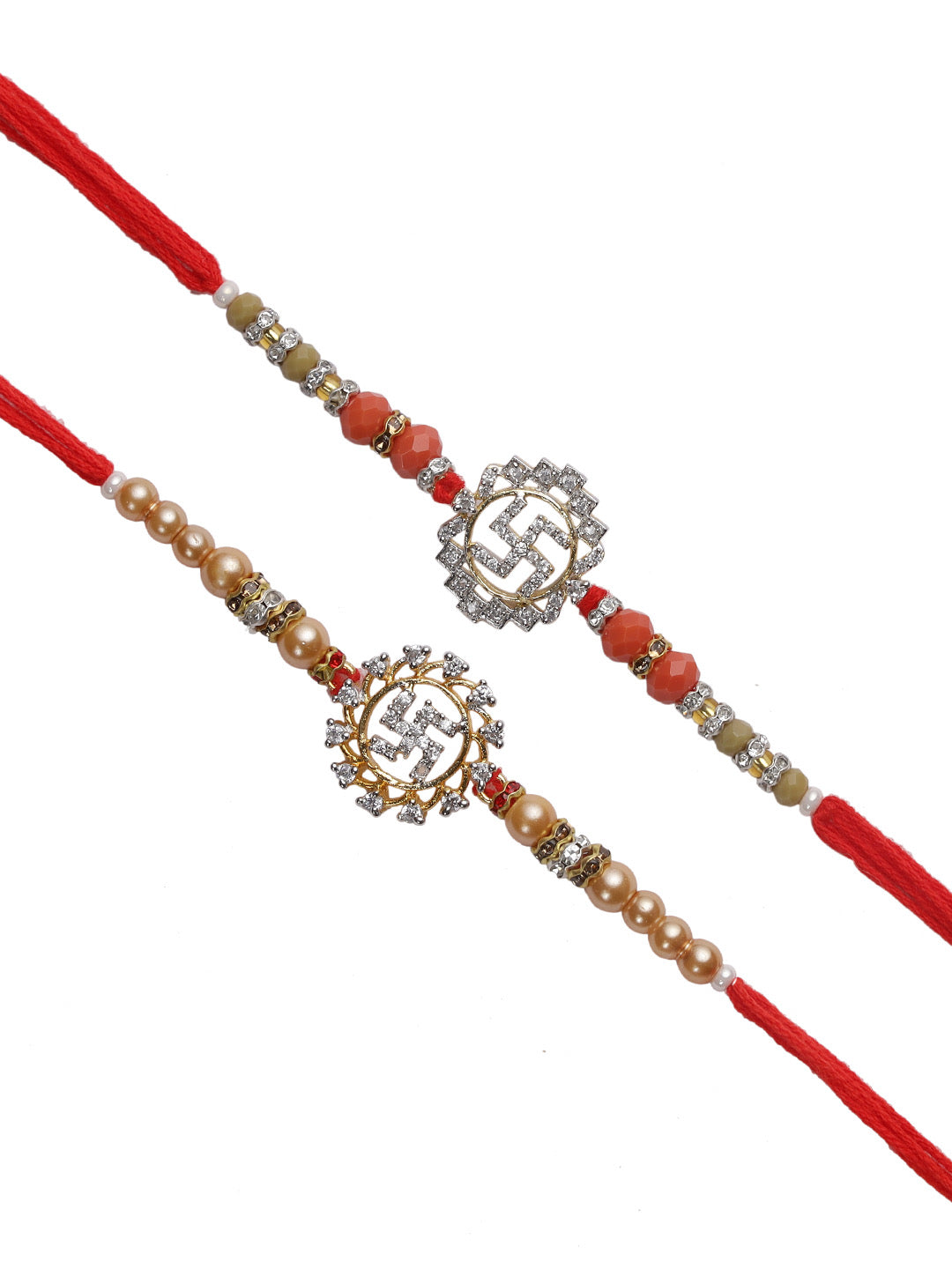 Diamond Swastika Rakhi Set of Two - Only Rakhi (PST22633_2)