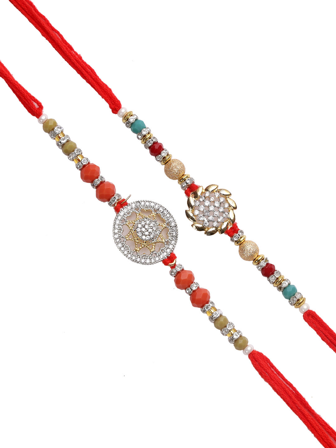 Diamond Embedded Rakhi Set of Two - Only Rakhi (PST22636_2)