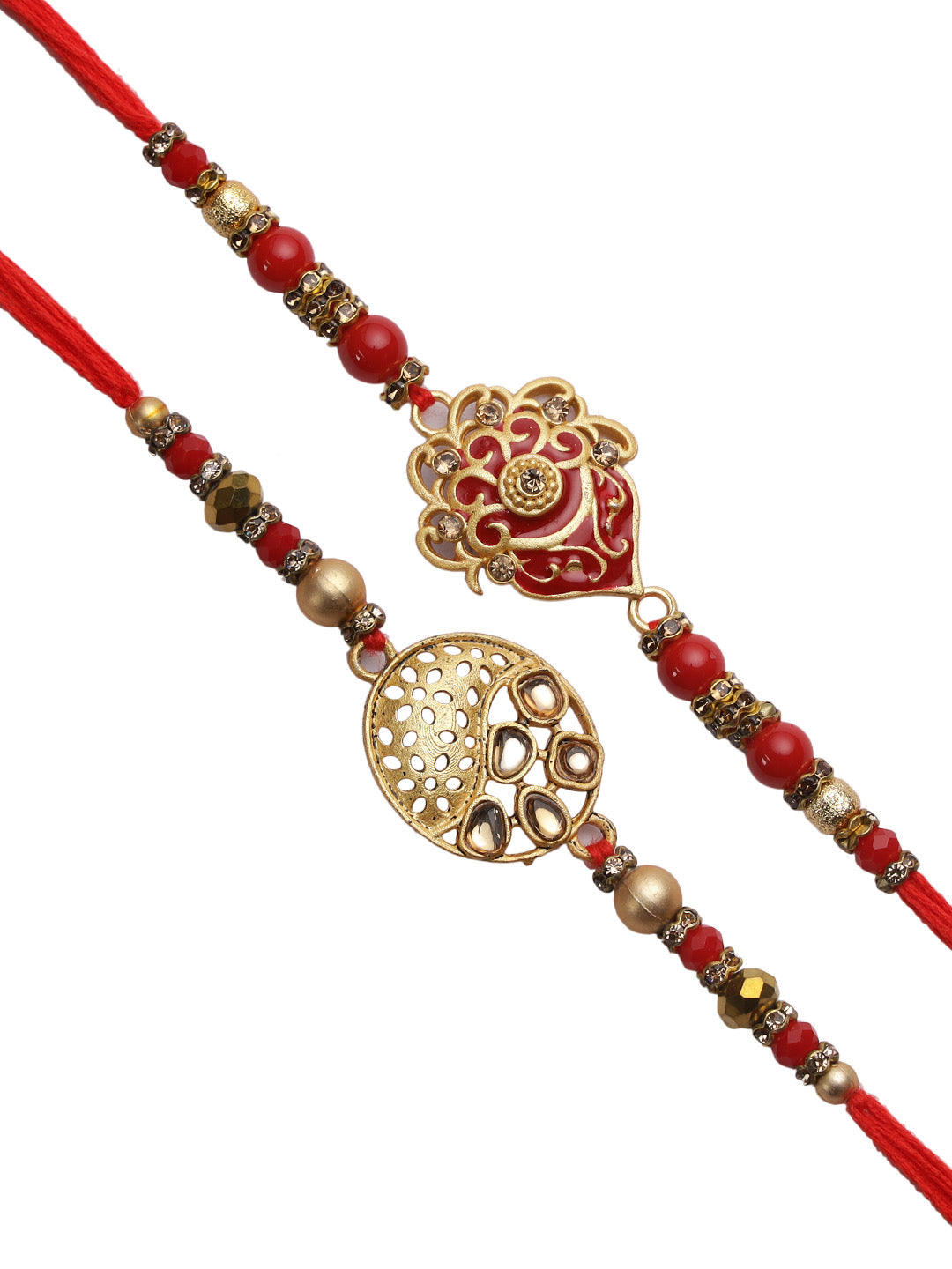 Kundan Meena Embedded Rakhi Set of Two - Only Rakhi (PST22646_2)