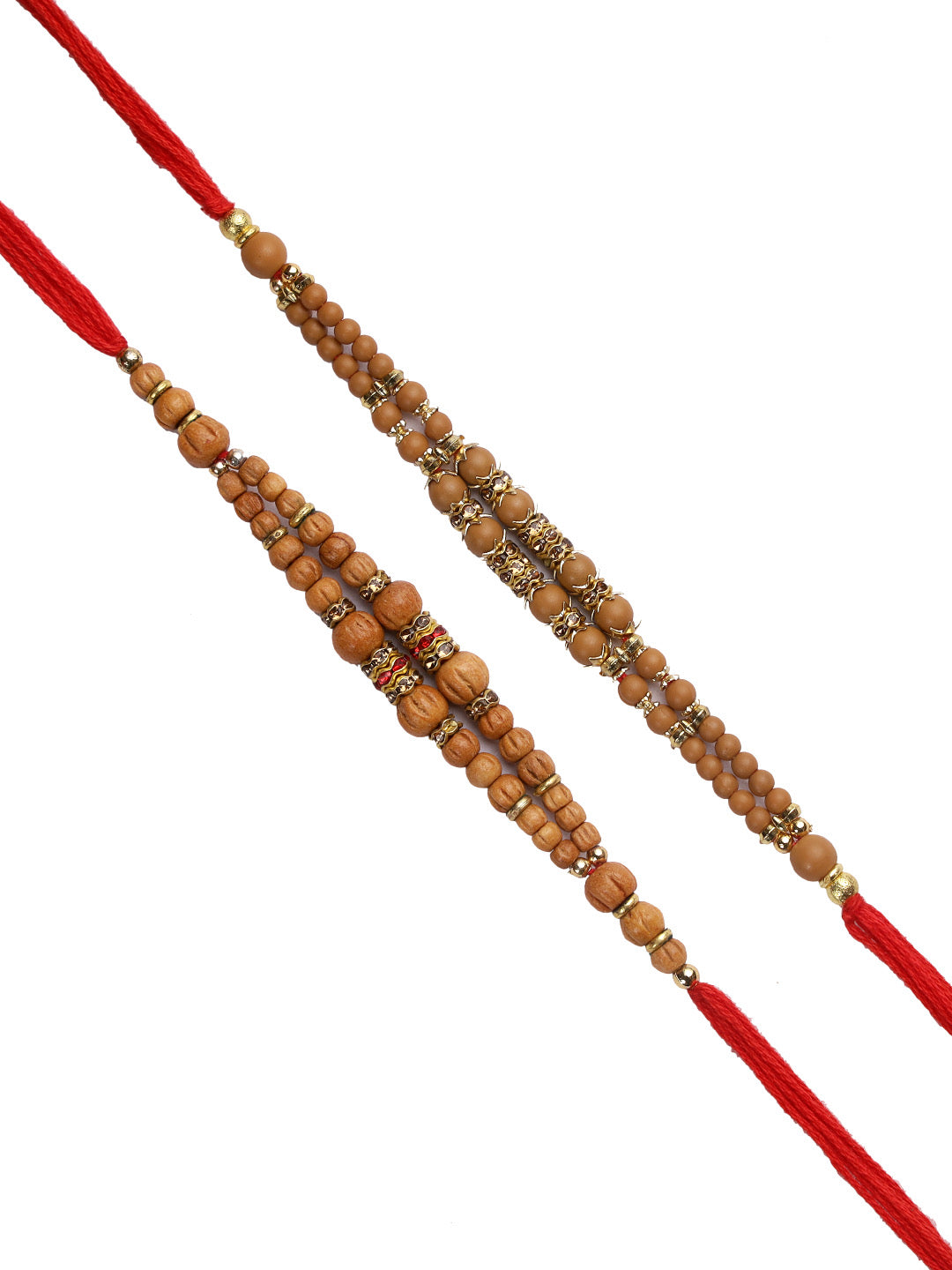 Small Wooden Beads Rakhi Set of Two - Only Rakhi (PST22662_2)