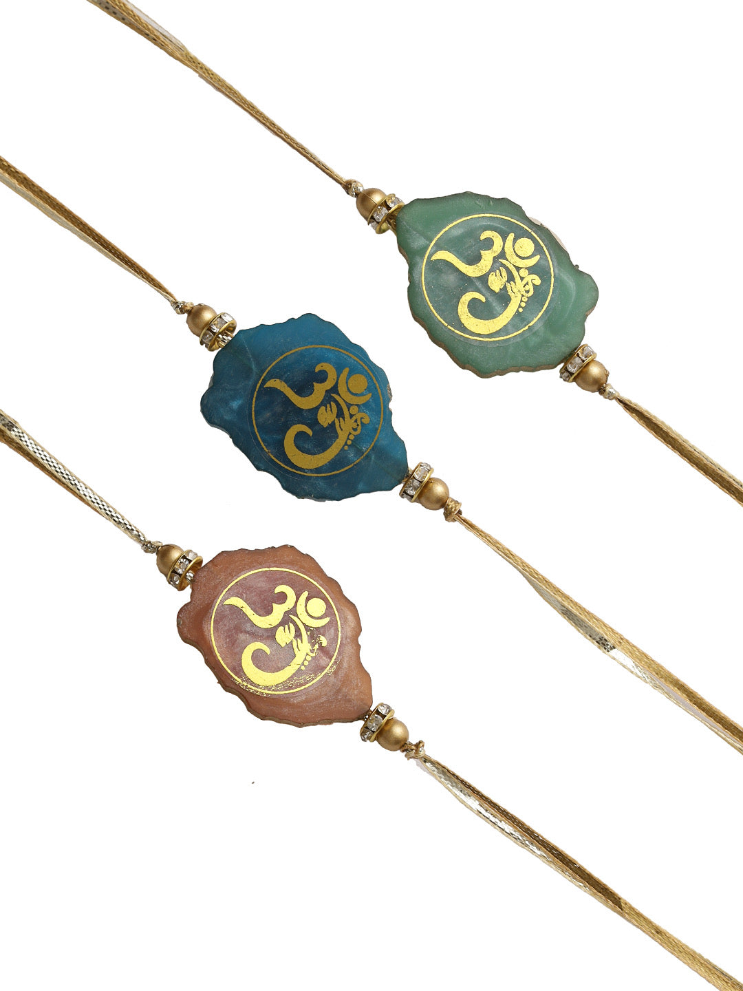 Divinely Stone Om Rakhi Set of Three - Only Rakhi (PST22707_3)