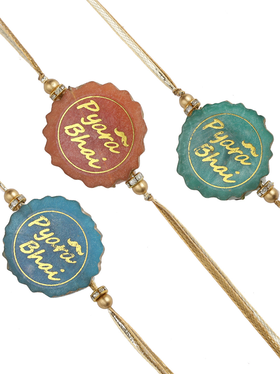 Fancy Stone Pyara Bhai Rakhi Set of Three - Only Rakhi (PST22714_3)