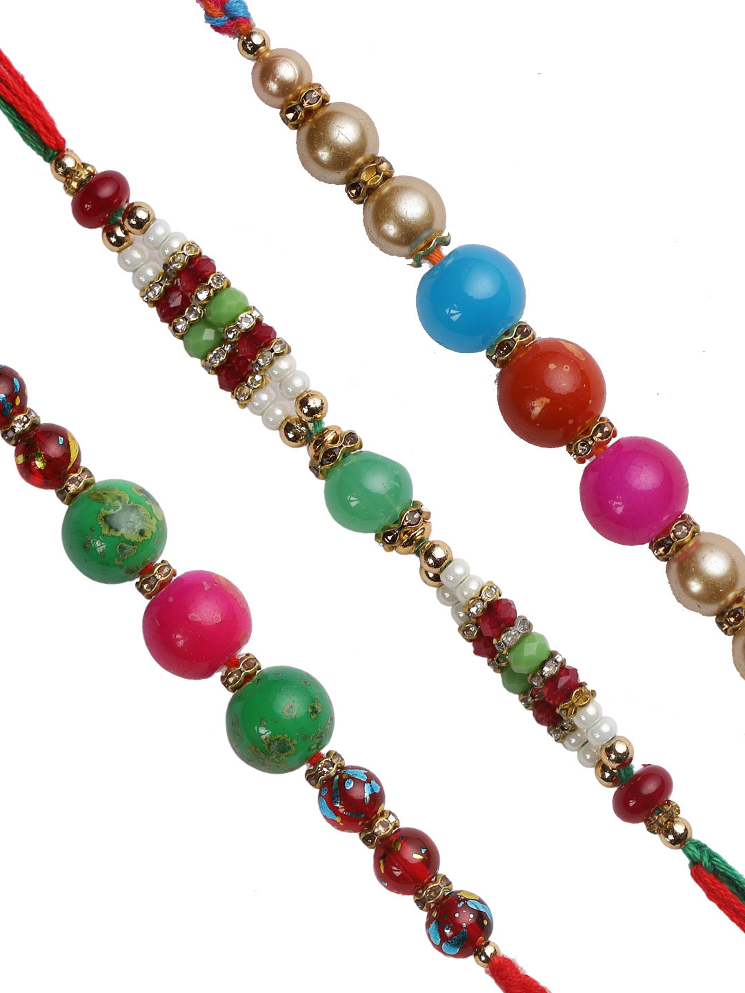 Fancy Multicolour Beads Rakhi set of Three - Only Rakhi (PST22724_3)
