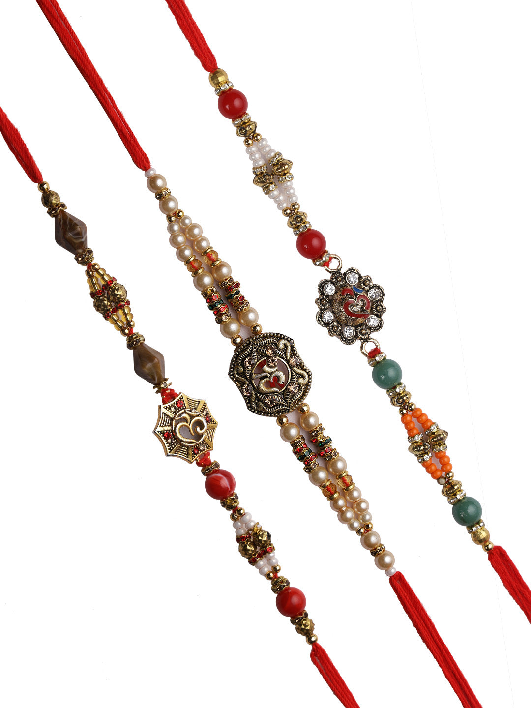 Traditional Golden OM Rakhi Set of Three - Only Rakhi (PST22726_3)