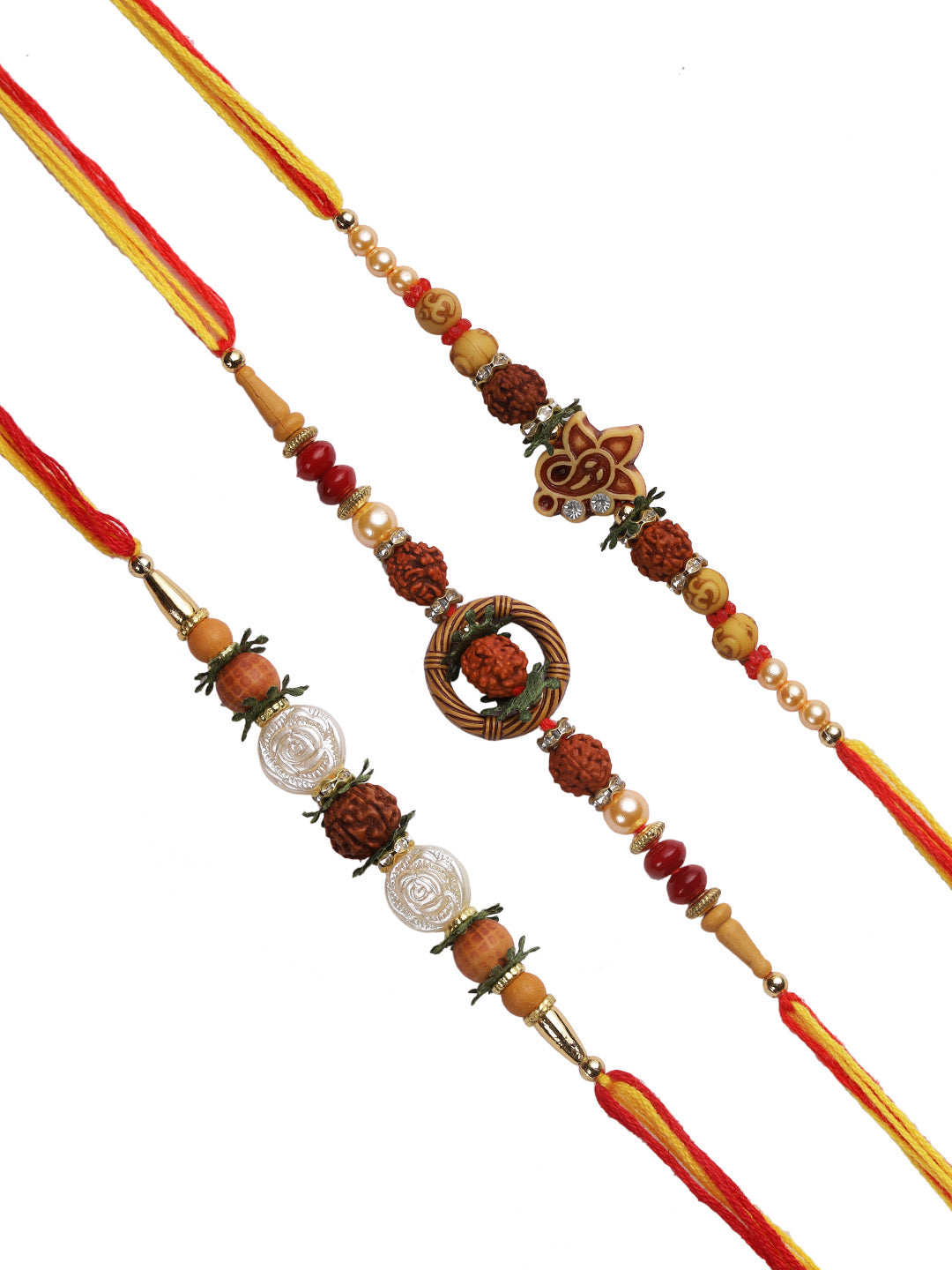 Divine Rudraksh Rakhi Set of Three - Only Rakhi (PST22730_3)
