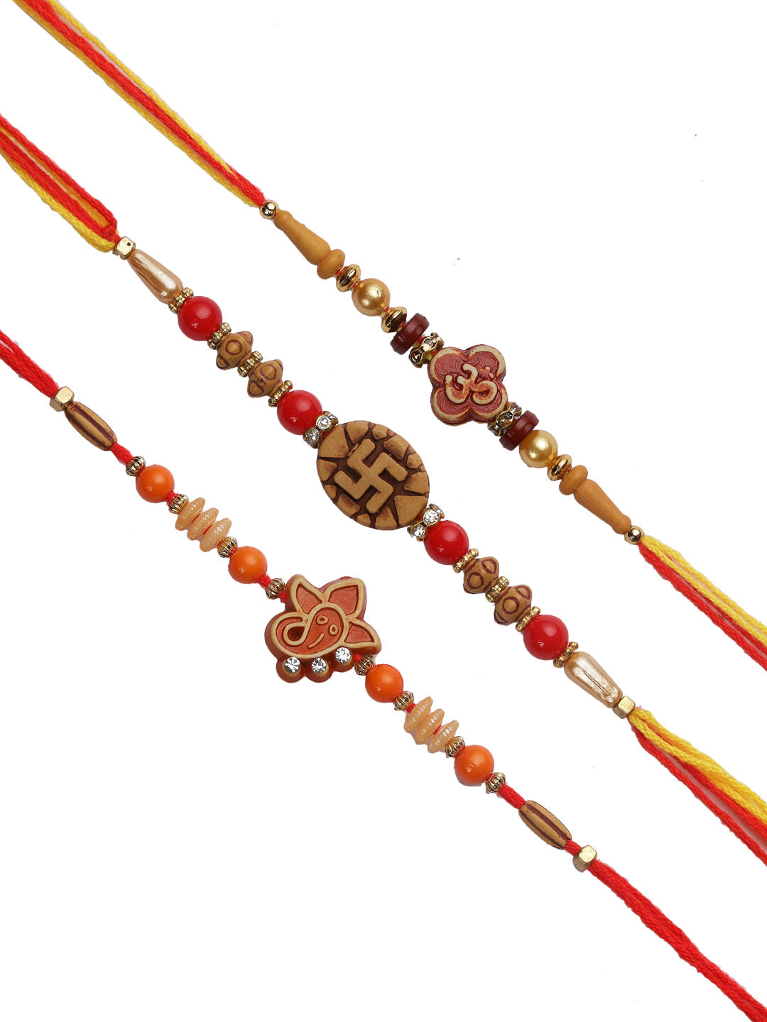 All Divine Motifs Rakhi Set of Three - Only Rakhi (PST22734_3)