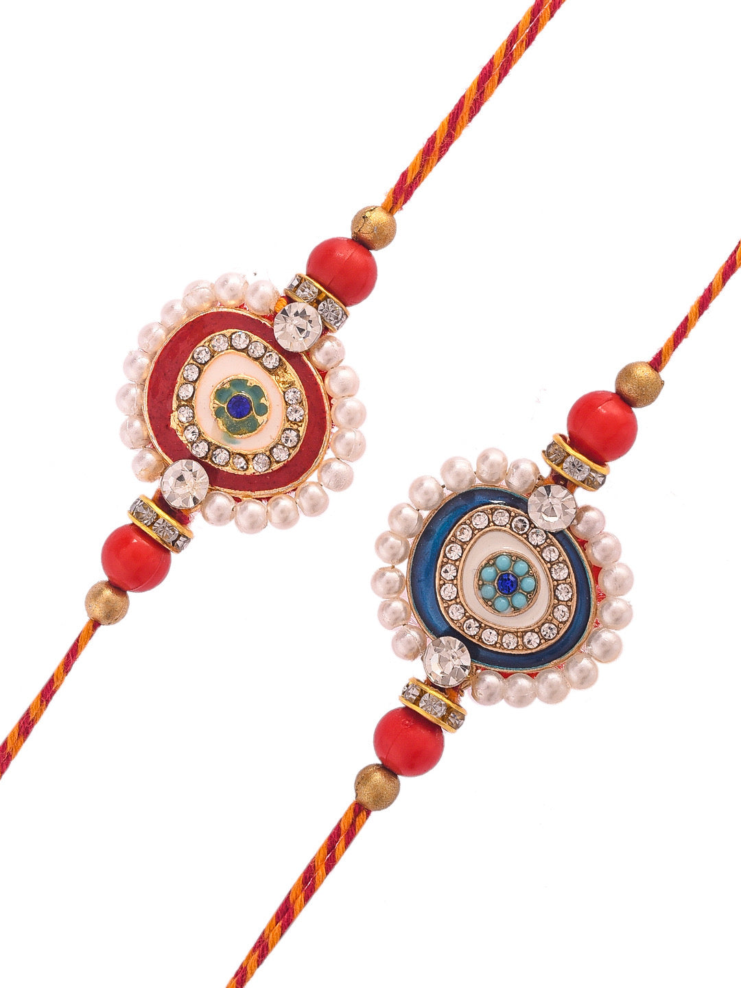 Embellished Pearl and Kundan Fine-Crafted Rakhi Set of Two - Only Rakhi (PST2305_2)