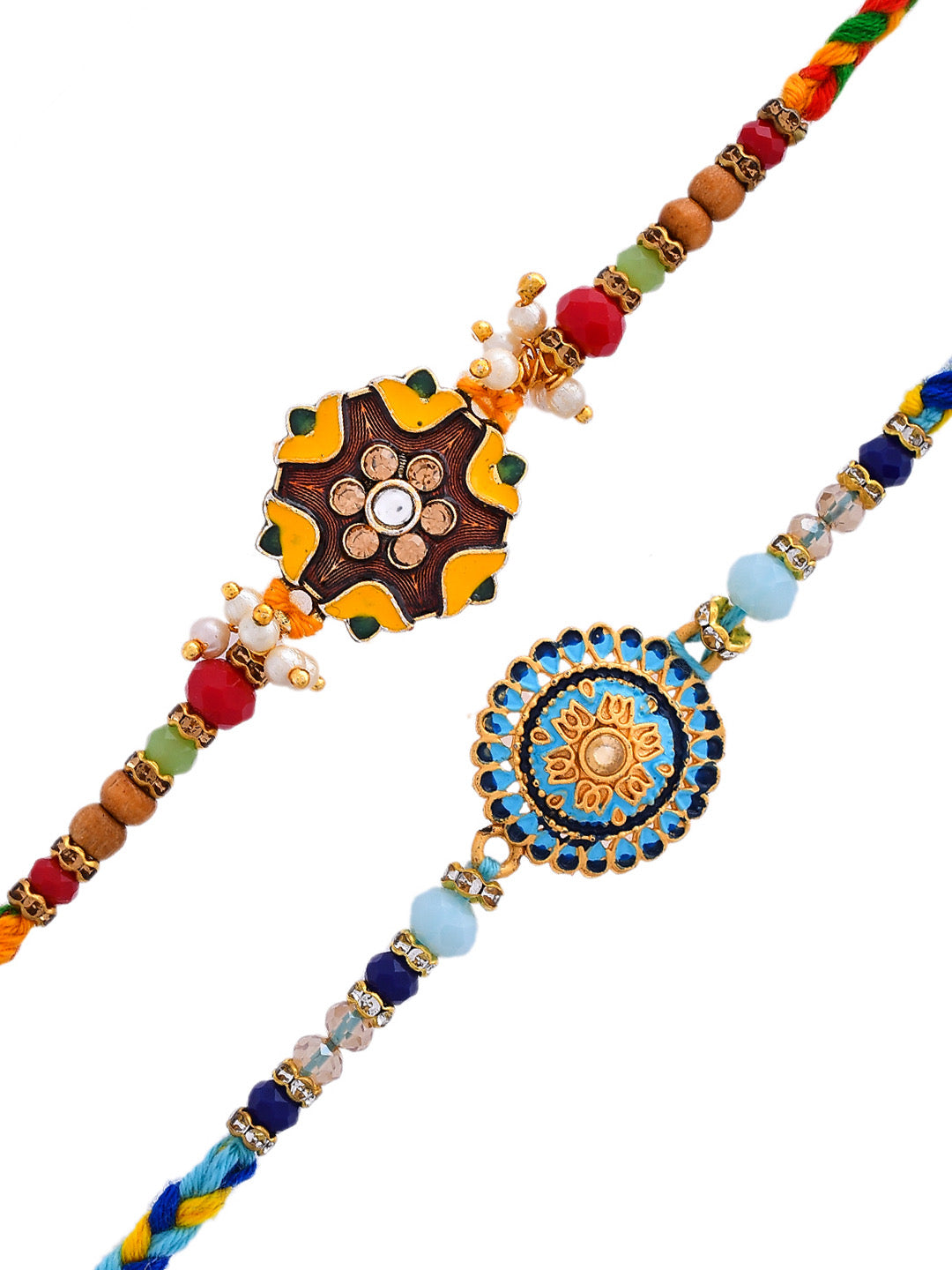 Set Of 2 Ceramic Enamled Vibrant Braided Rakhi - Only Rakhi (PST2343_2)