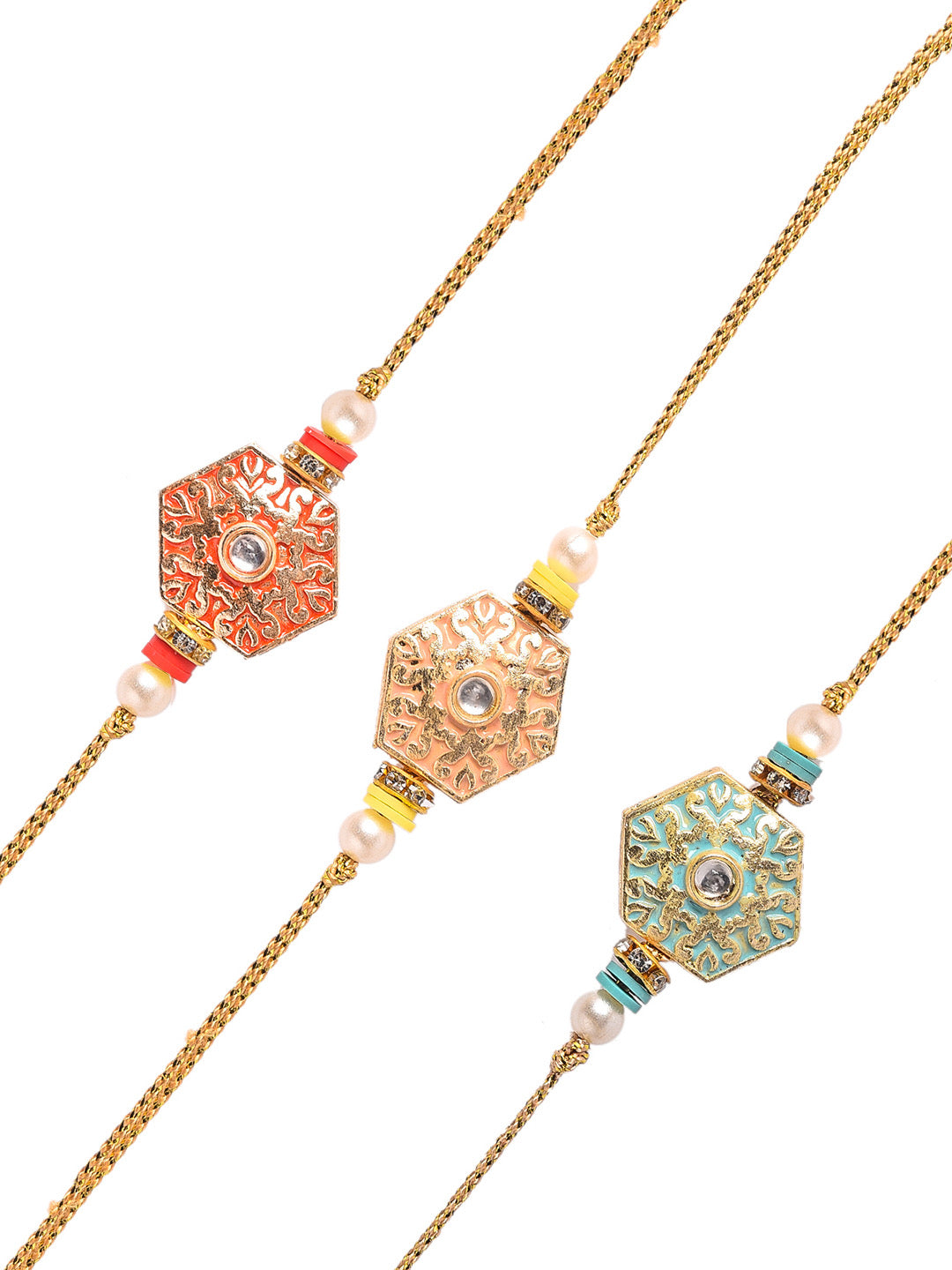 Hexagonal Golden Cutwork Stylish Rakhi - Only Rakhi (PST2357_3)
