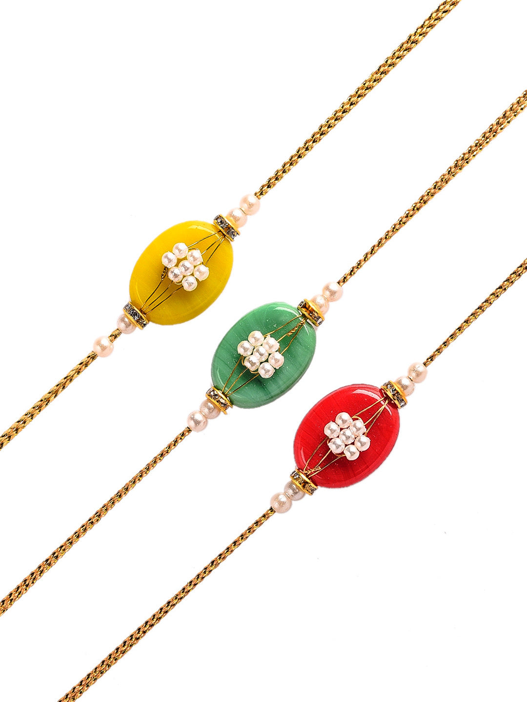Radiant Pearl Perfect Rakhi Set of Three - Only Rakhi (PST2359_3)