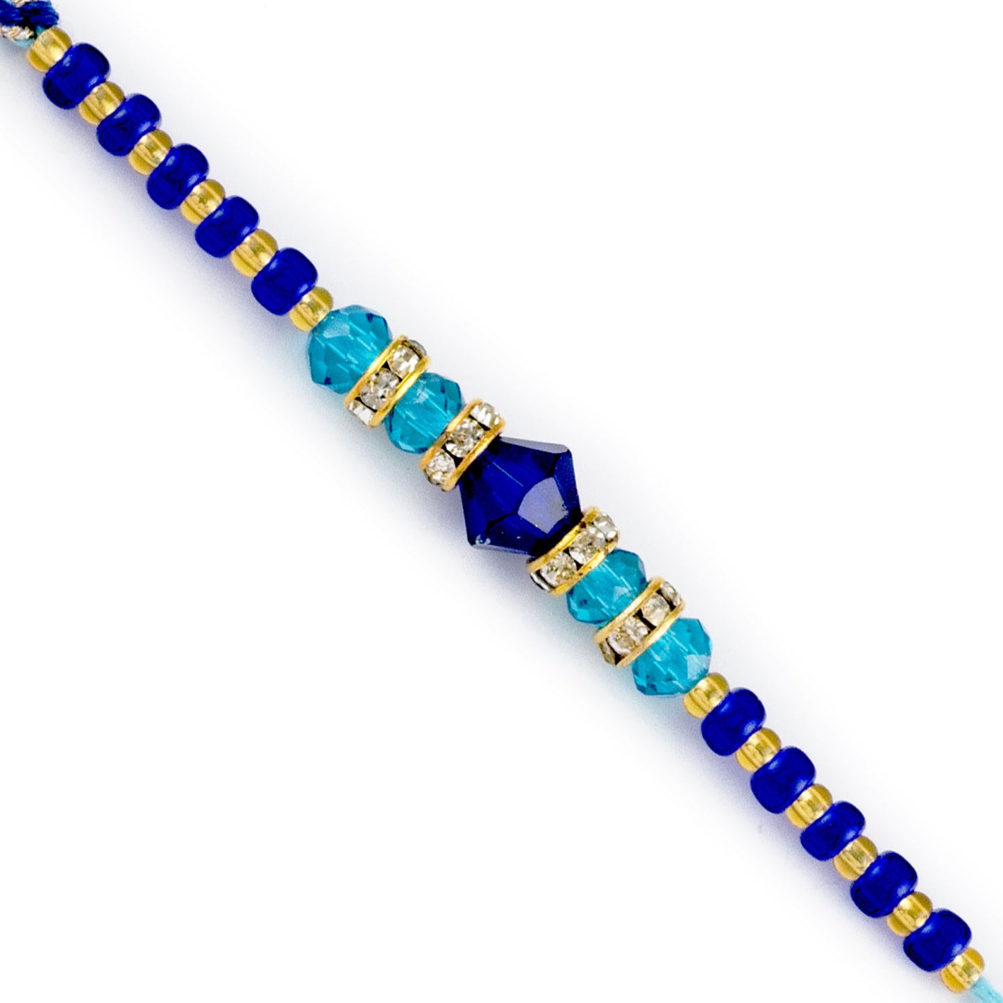 Aapno Rajasthan Crsytal Blue Beads & AD Studded Elegant Rakhi - Default Title (RB17689)