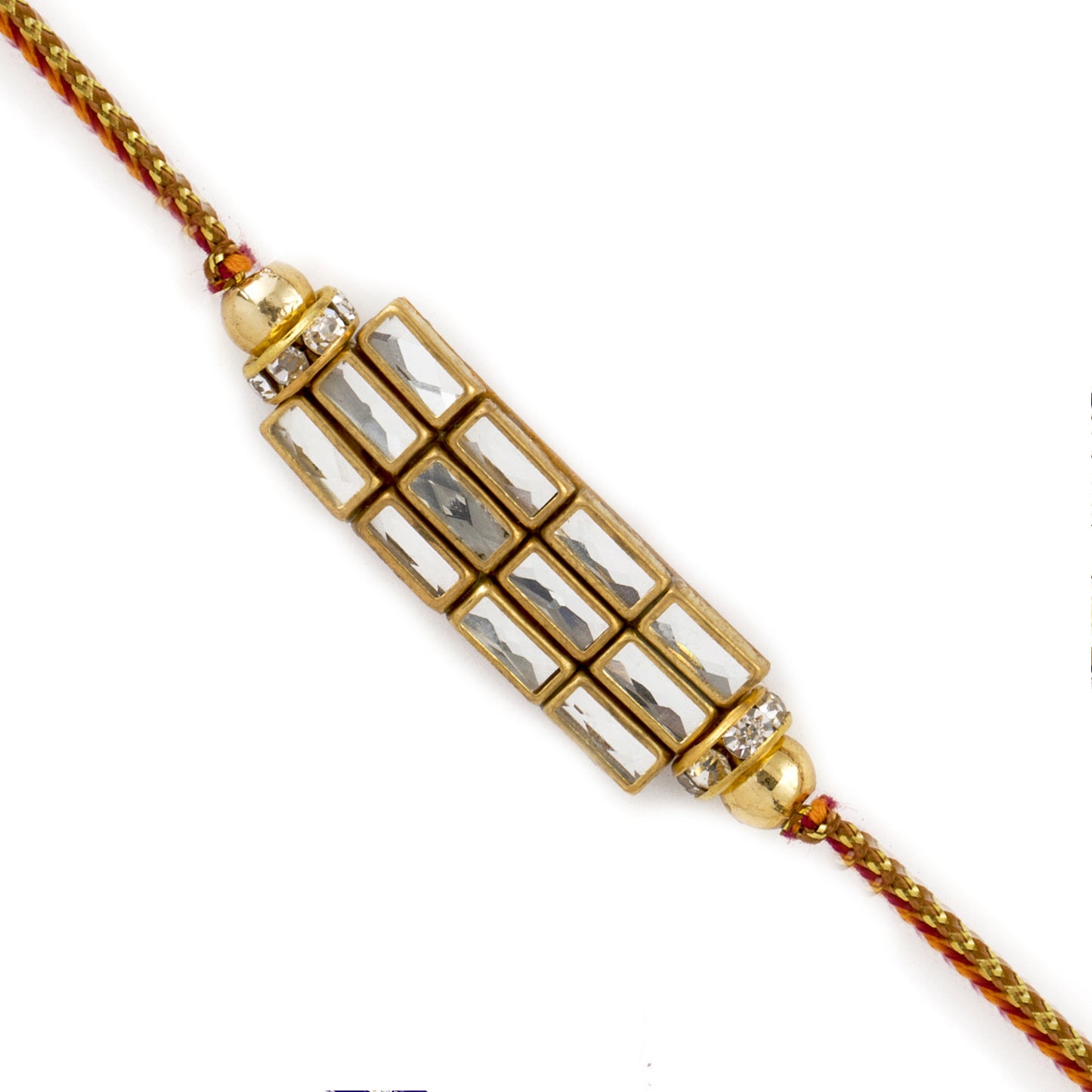 Aapno Rajasthan Elegant Silver Crystal Rakhi with American Diamonds - Default Title (RJ1881)