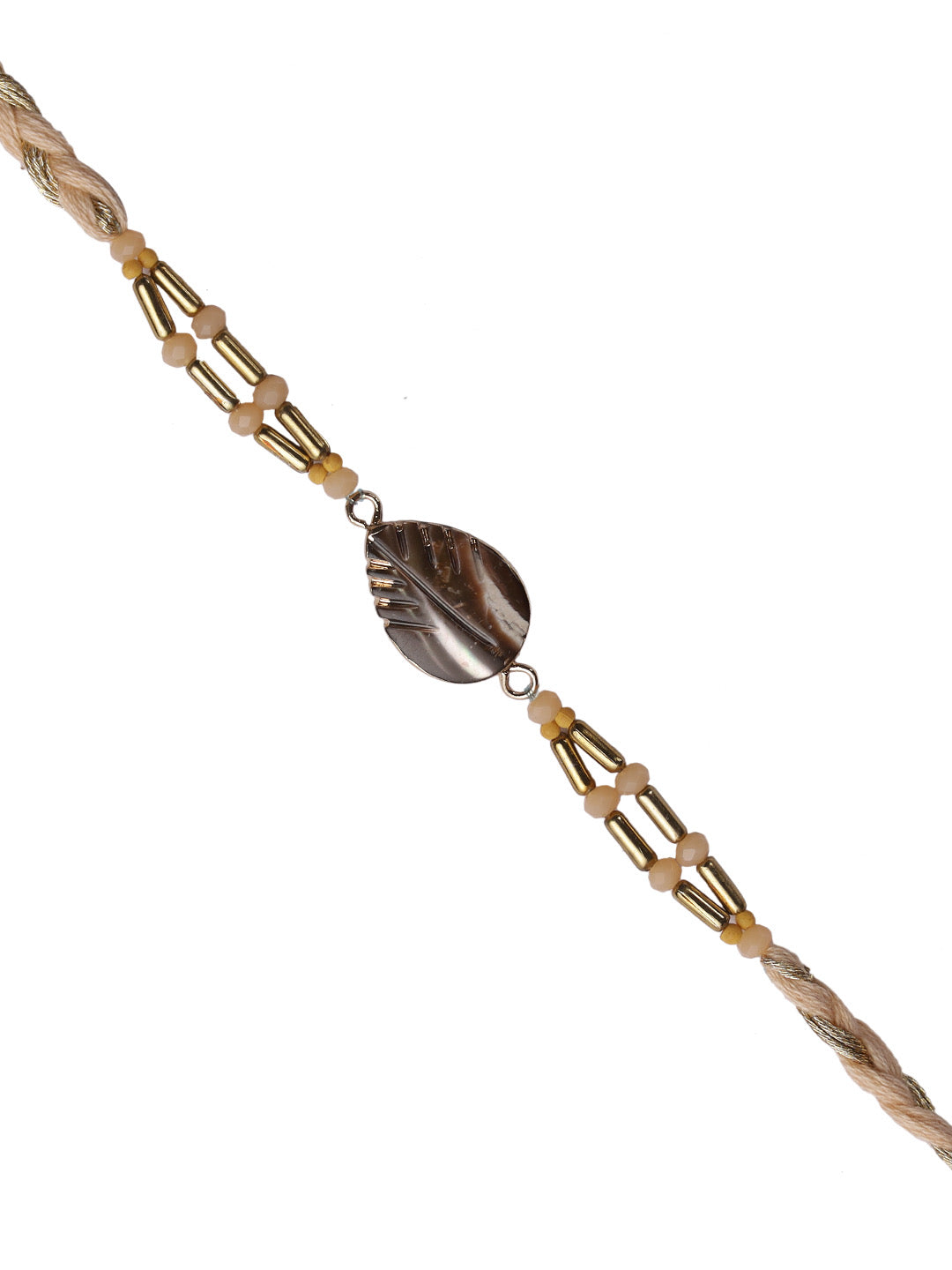 Designer Golden Tube and Beads Jewelled Rakhi - Only Rakhi (RJ22133)