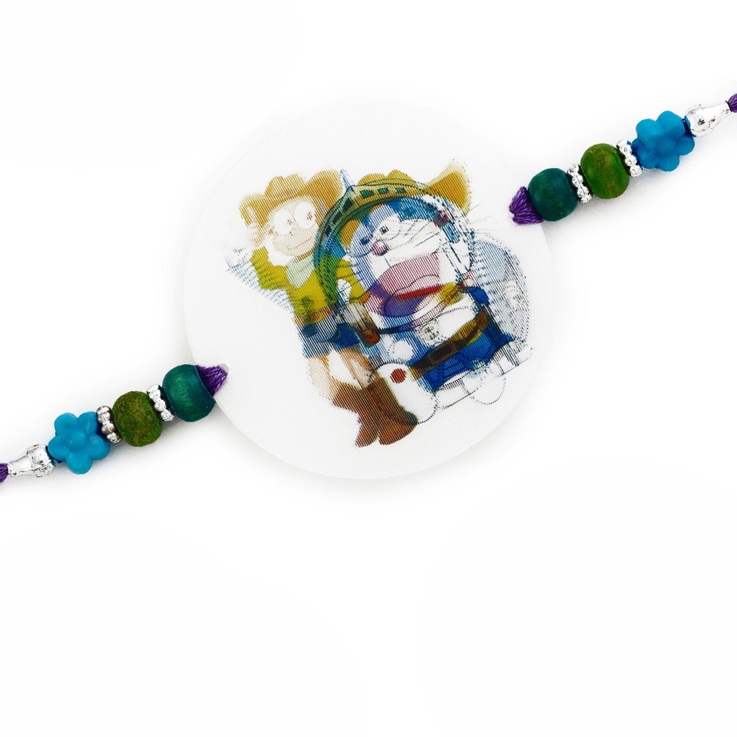 Aapno Rajasthan Blue & Green Beads Doremon Kids Rakhi - Default Title (RK17797)