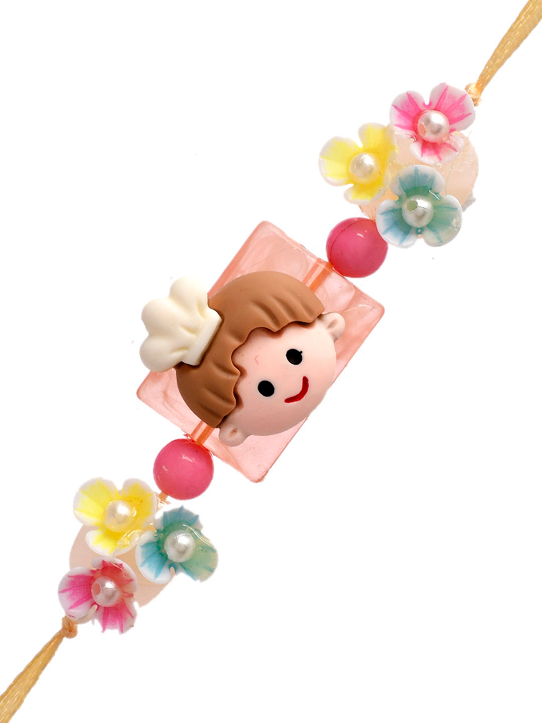 Multi-Coloured Flower and Pearls Crafted 3D Chef Kids Rakhi - Only Rakhi (RK2327)