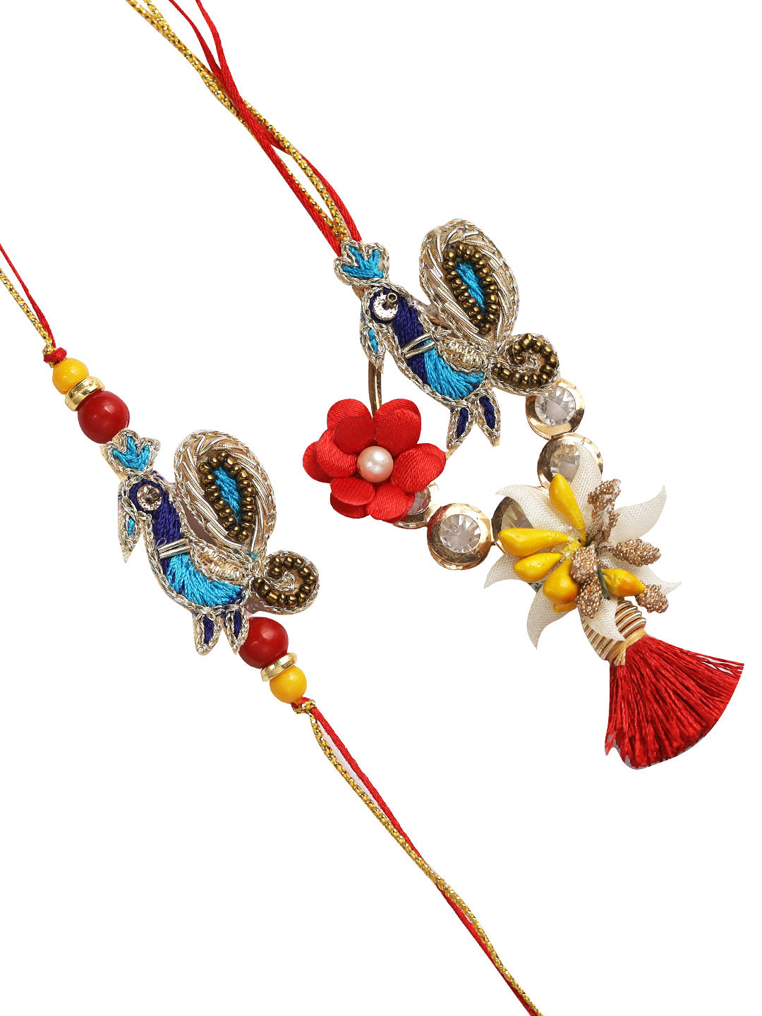 Peacock Threadwork Traditional Bhaiya Bhabhi Rakhi Set - Only Rakhi (RP22406)