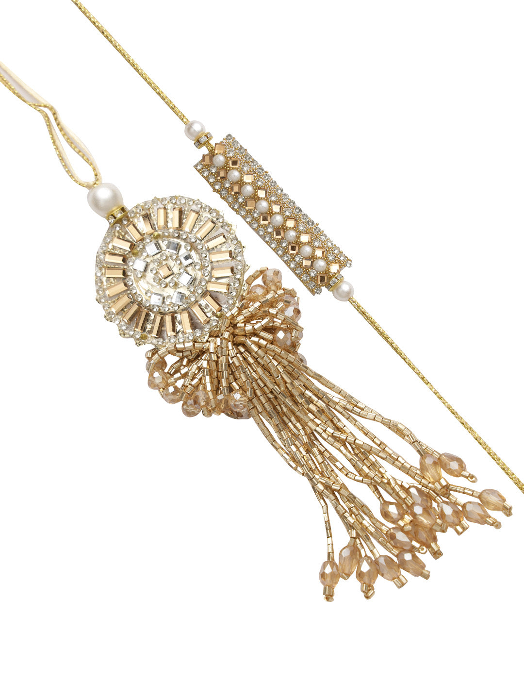 Ornamental Golden Sequin Work Bhabhi Bhabhi Rakhi Set - Only Rakhi (RP22411)