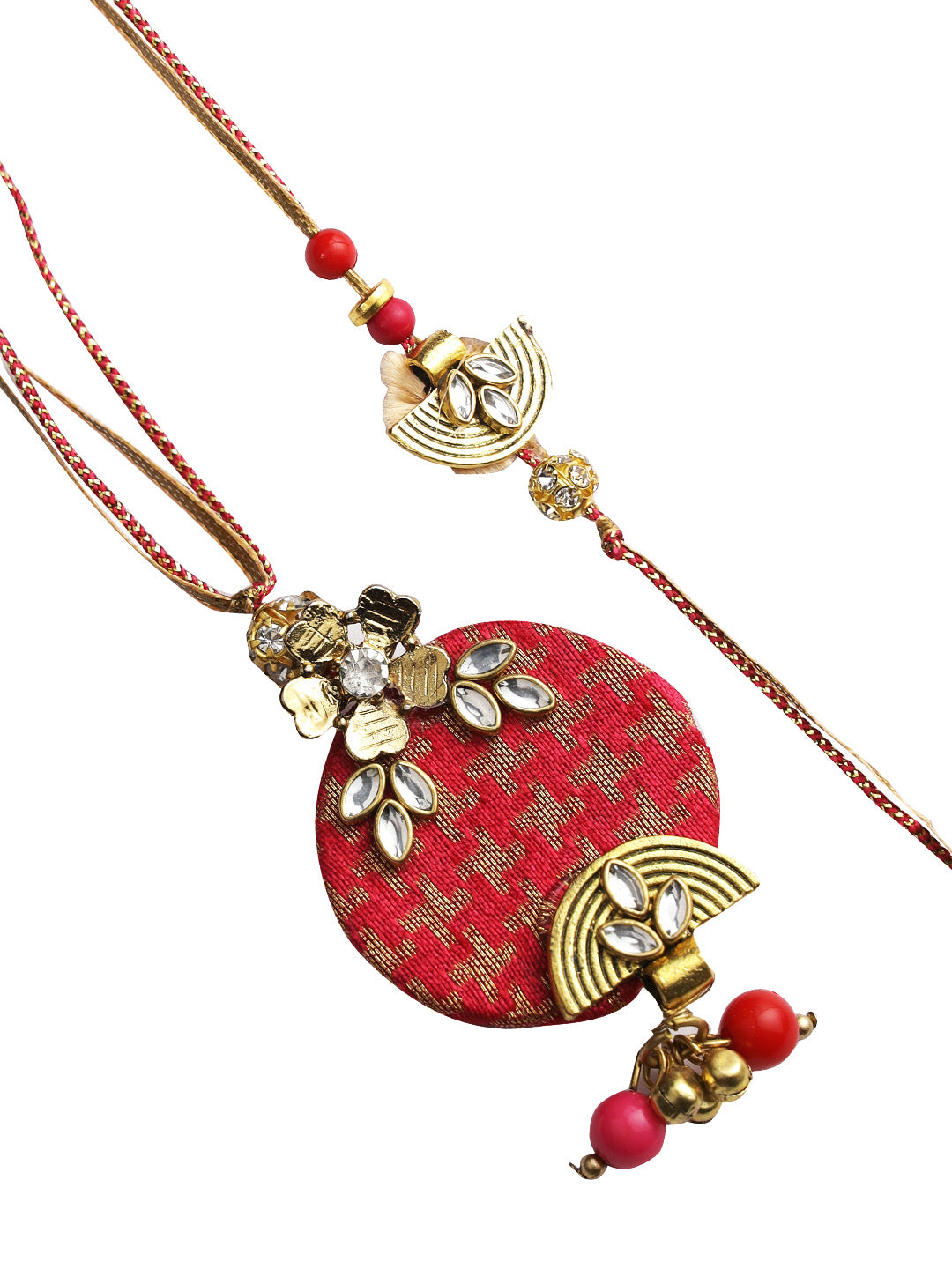 Golden Half Moon Bhaiya Bhabhi Rakhi Set - Only Rakhi (RP22417)