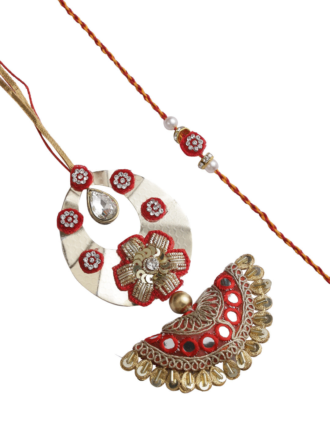 Royal Red Cushion Bhaiya Bhabhi Rakhi Set - Only Rakhi (RP22437)