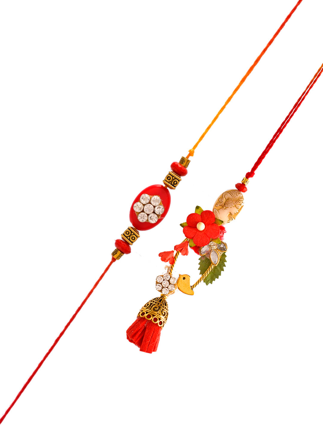 Scarlet Red Quirky & Handcrafted Bhaiya Bhabhi Rakhi Set. - Only Rakhi (RP2368)